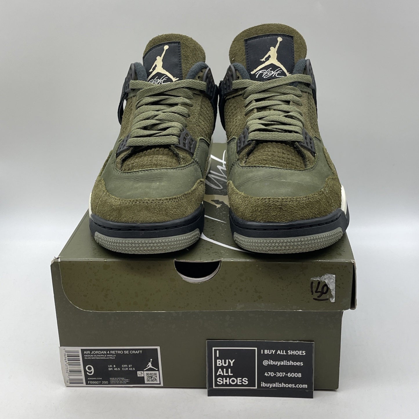 Size 9 - Jordan 4 SE Retro Low Craft - Olive Green Black Suede (FB9927-200)