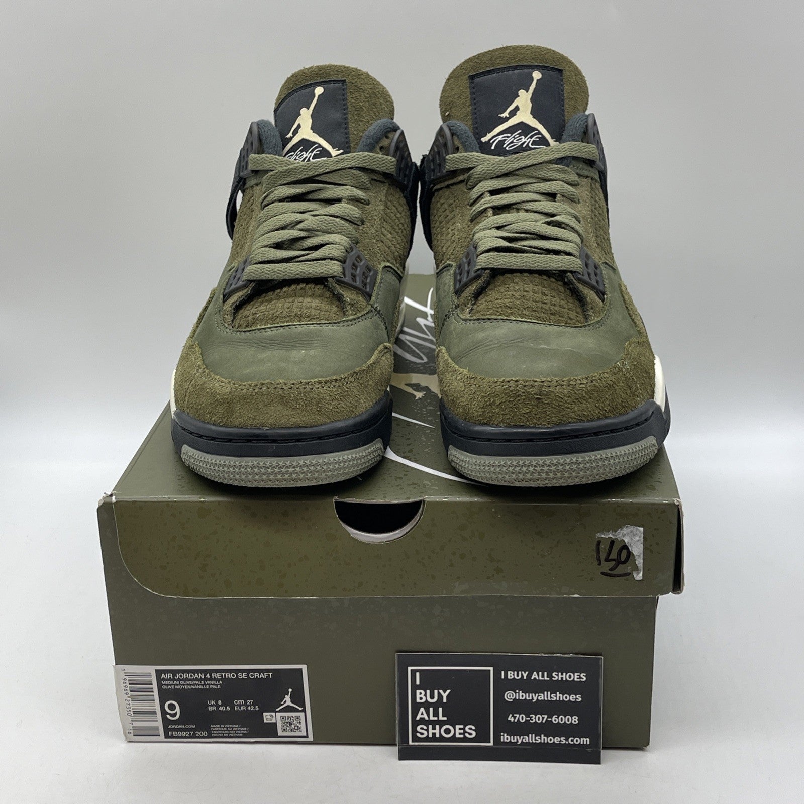 Size 9 - Jordan 4 SE Retro Low Craft - Olive Green Black Suede (FB9927-200)