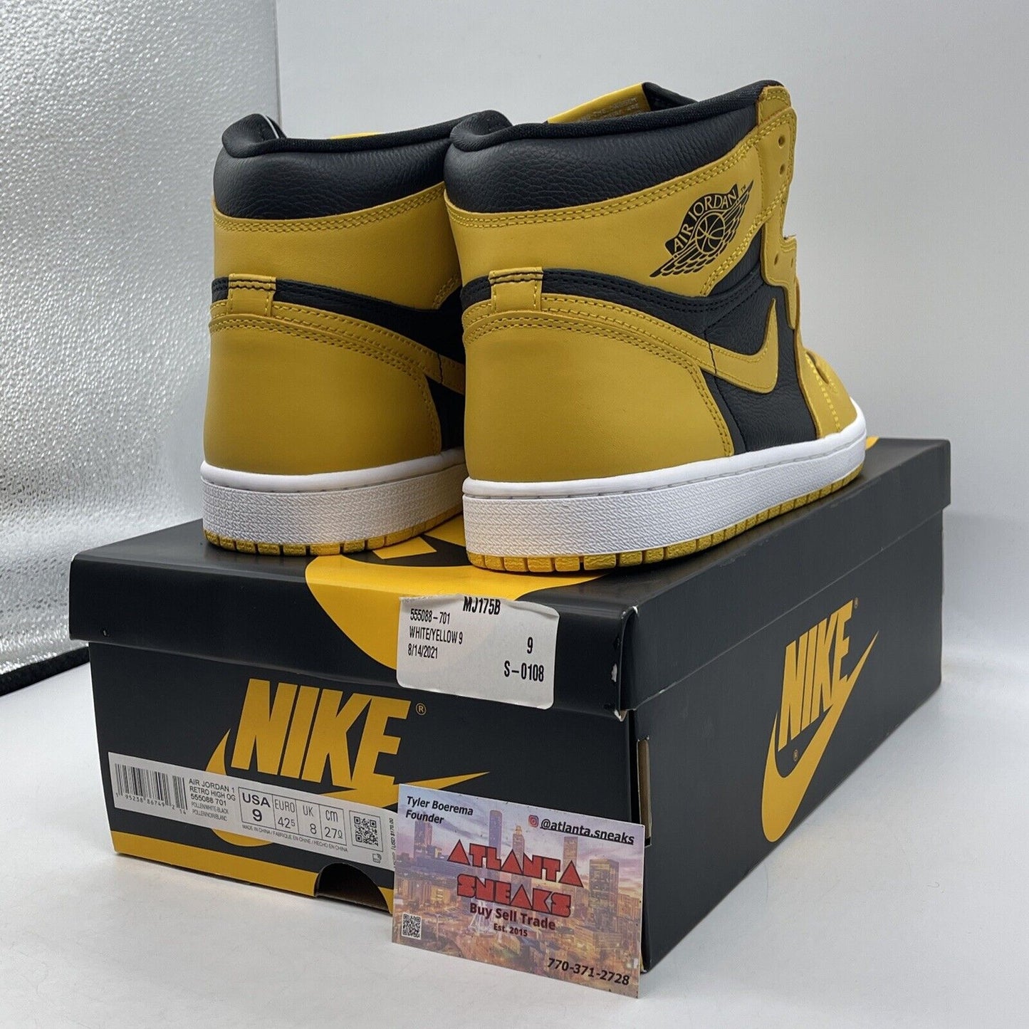 Size 9 - Jordan 1 Retro OG High Pollen Yellow Black White Leather (555088-701)