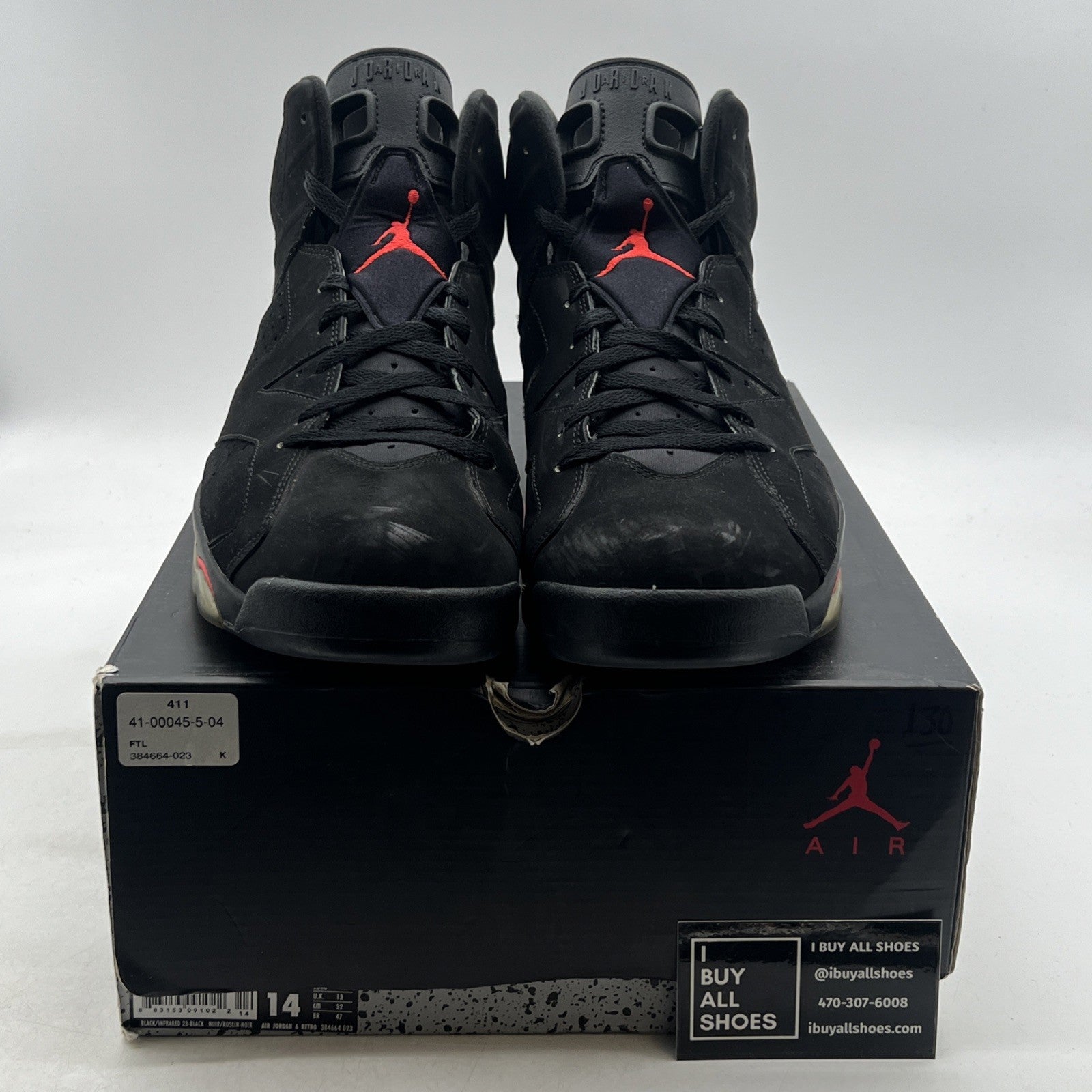 Size 14 - Air Jordan 6 Retro Infrared Black 2014 (384664-023)