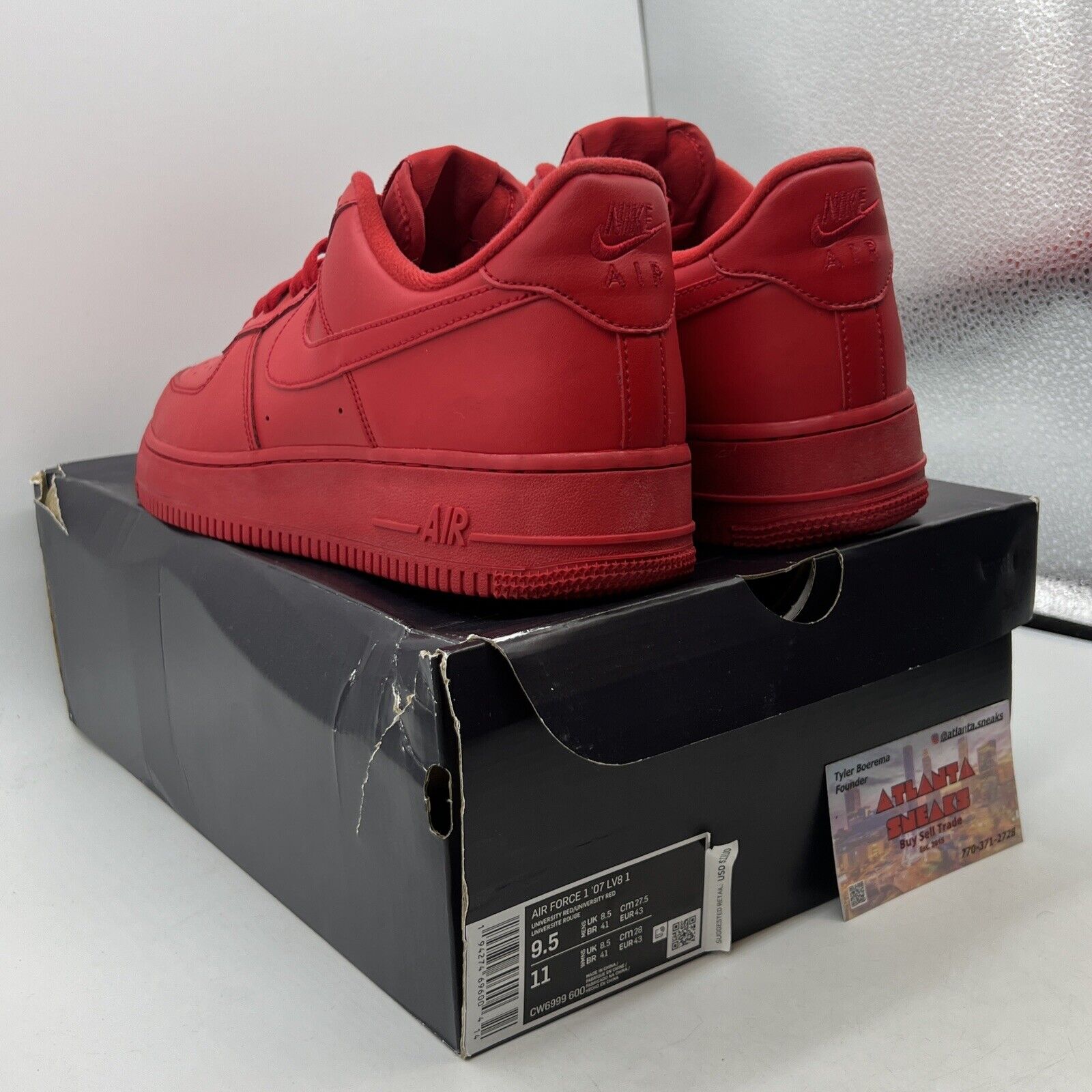 Size 9.5 - Nike Air Force 1 Low Triple Red Leather (CW6999-600)