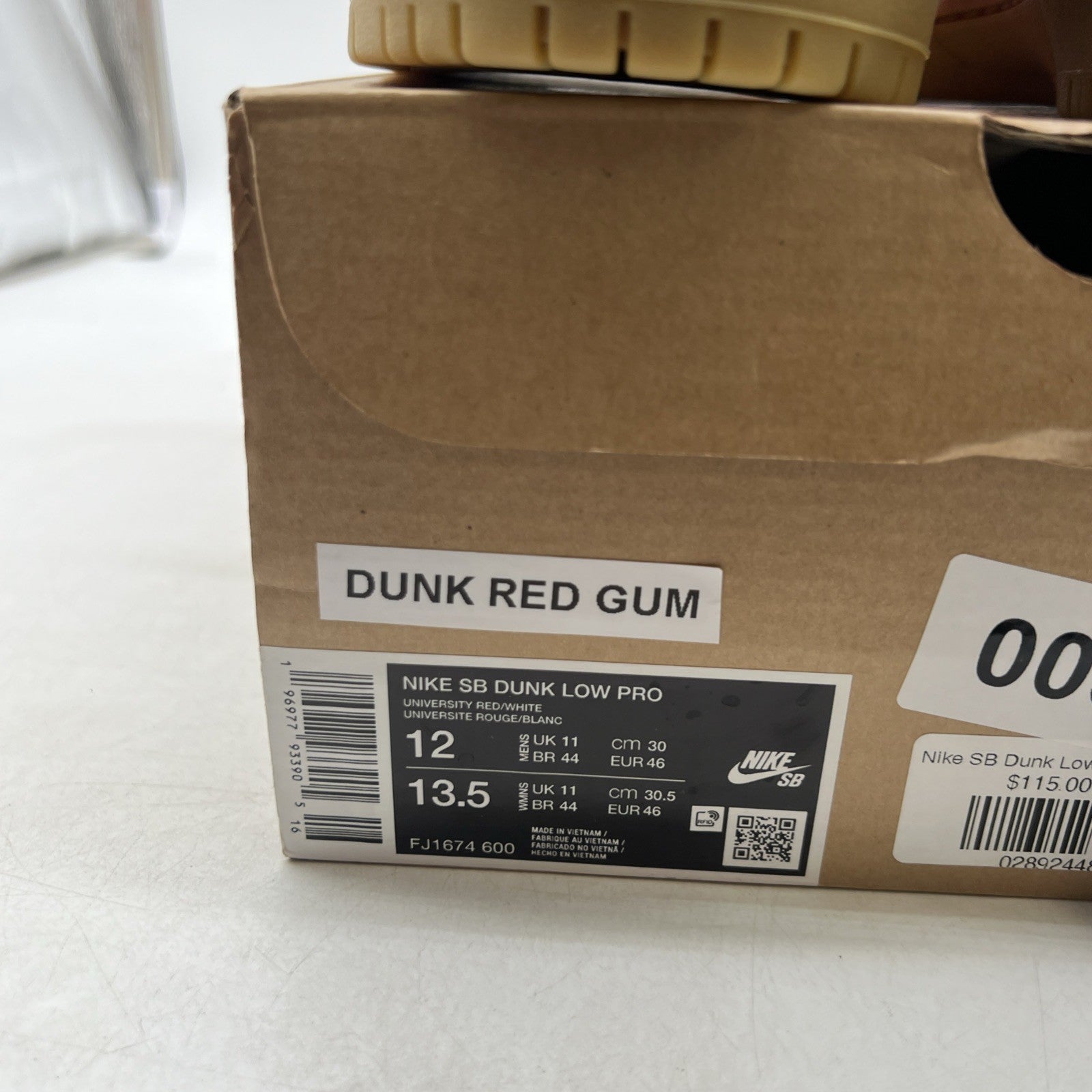 Size 12 - Nike SB Dunk Low Pro University Red Gum Sneakers 2024 (FJ1674-600)