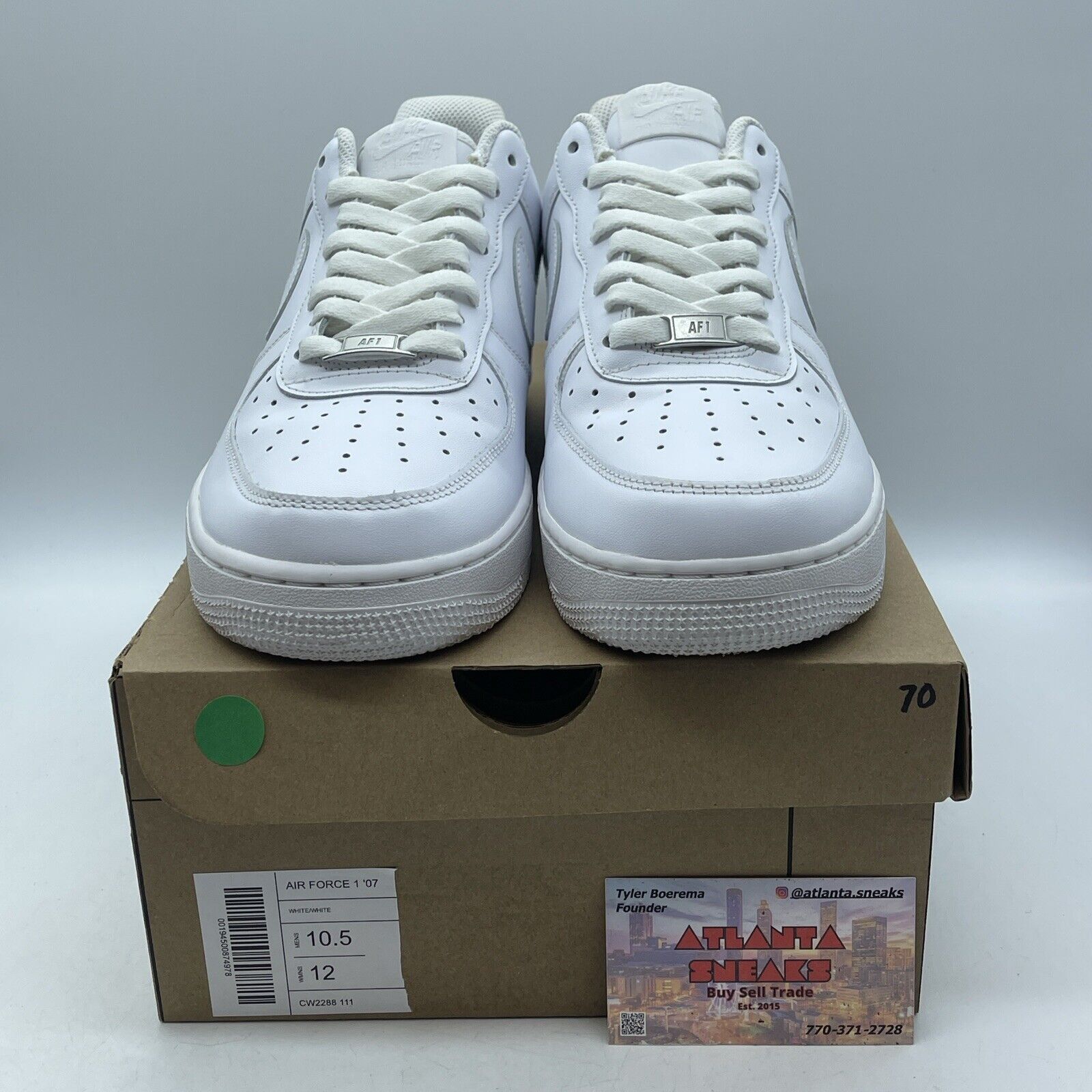 Size 10.5 - Nike Air Force 1 '07 Low Triple White Leather (CW2288-111)