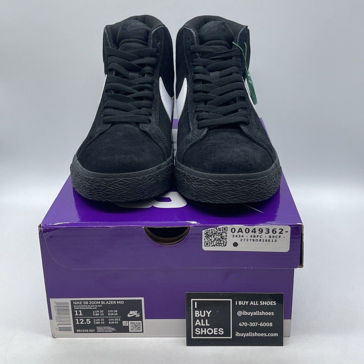 Size 11 - Nike Zoom Blazer SB Mid Black White Suede Leather (864349-007)