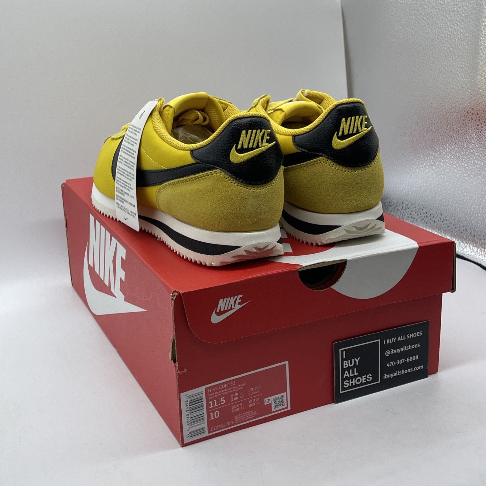 Size 11.5W - Nike Cortez Vivid Sulfur Yellow Black Suede Leather (DZ2795-700)