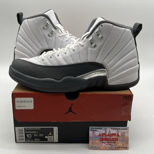 Size 10 - Air Jordan 12 Retro Dark Grey White Grey Leather (130690-160)