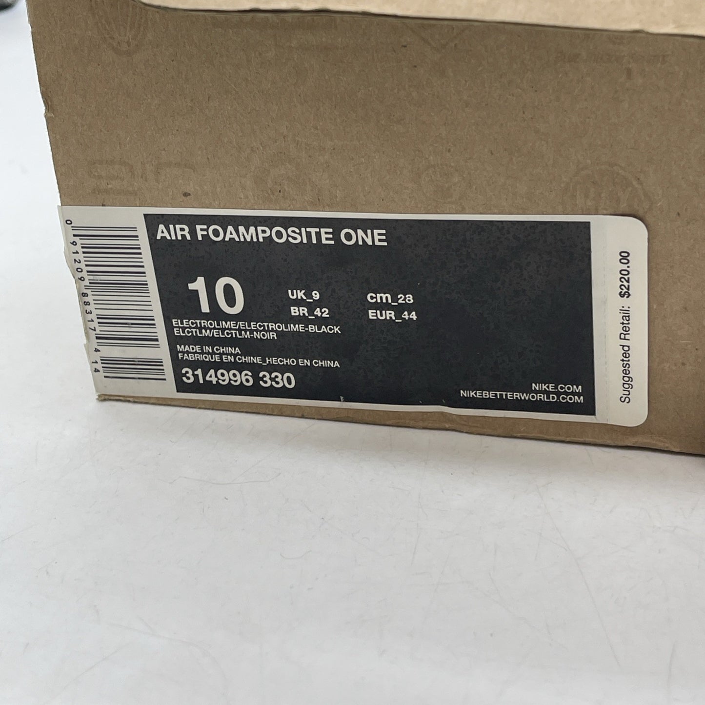 Size 10 - Nike Air Foamposite One Electrolime (314996-330)