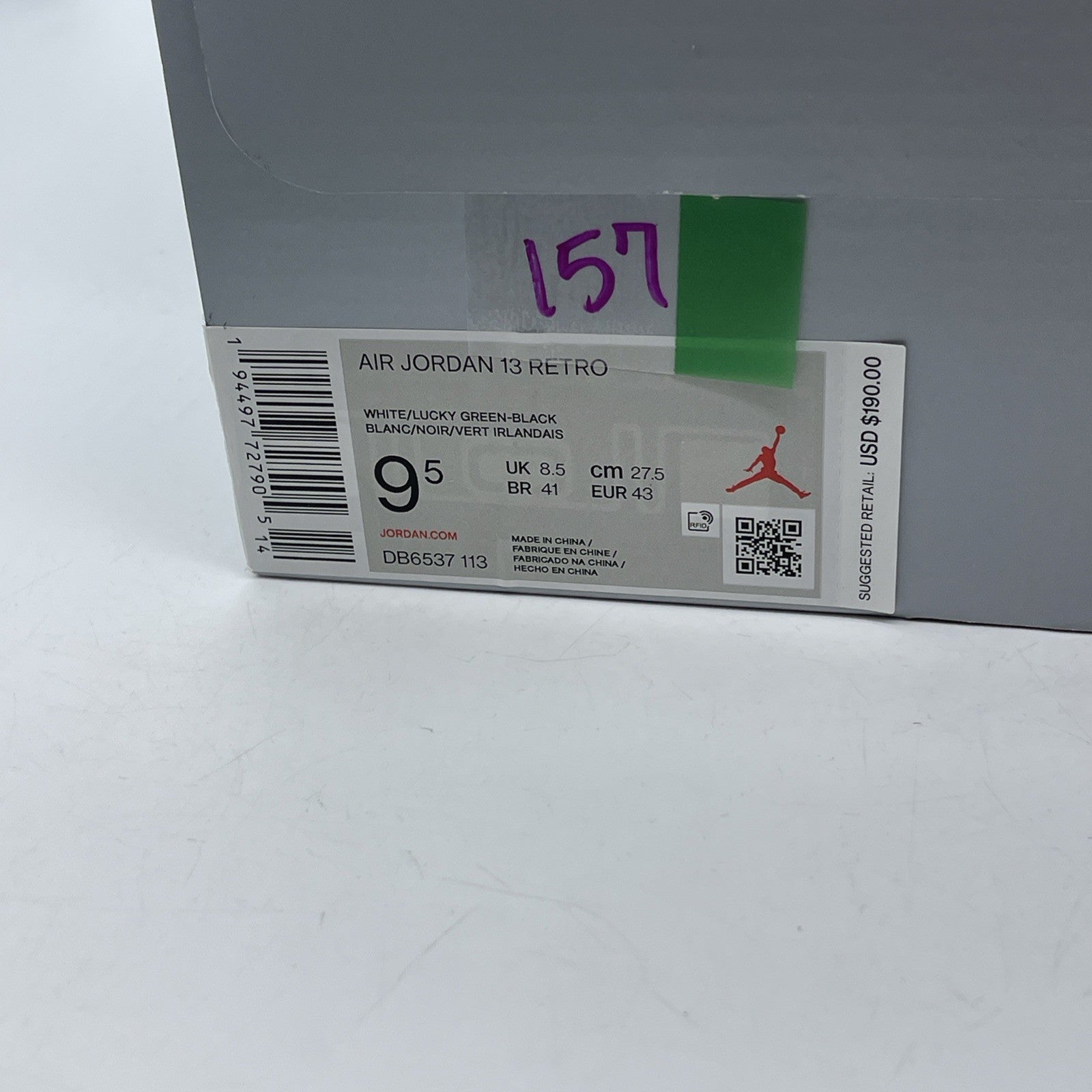 Size 9.5 - Air Jordan 13 Retro Lucky Green 2020 Suede Leather (DB6537-113)