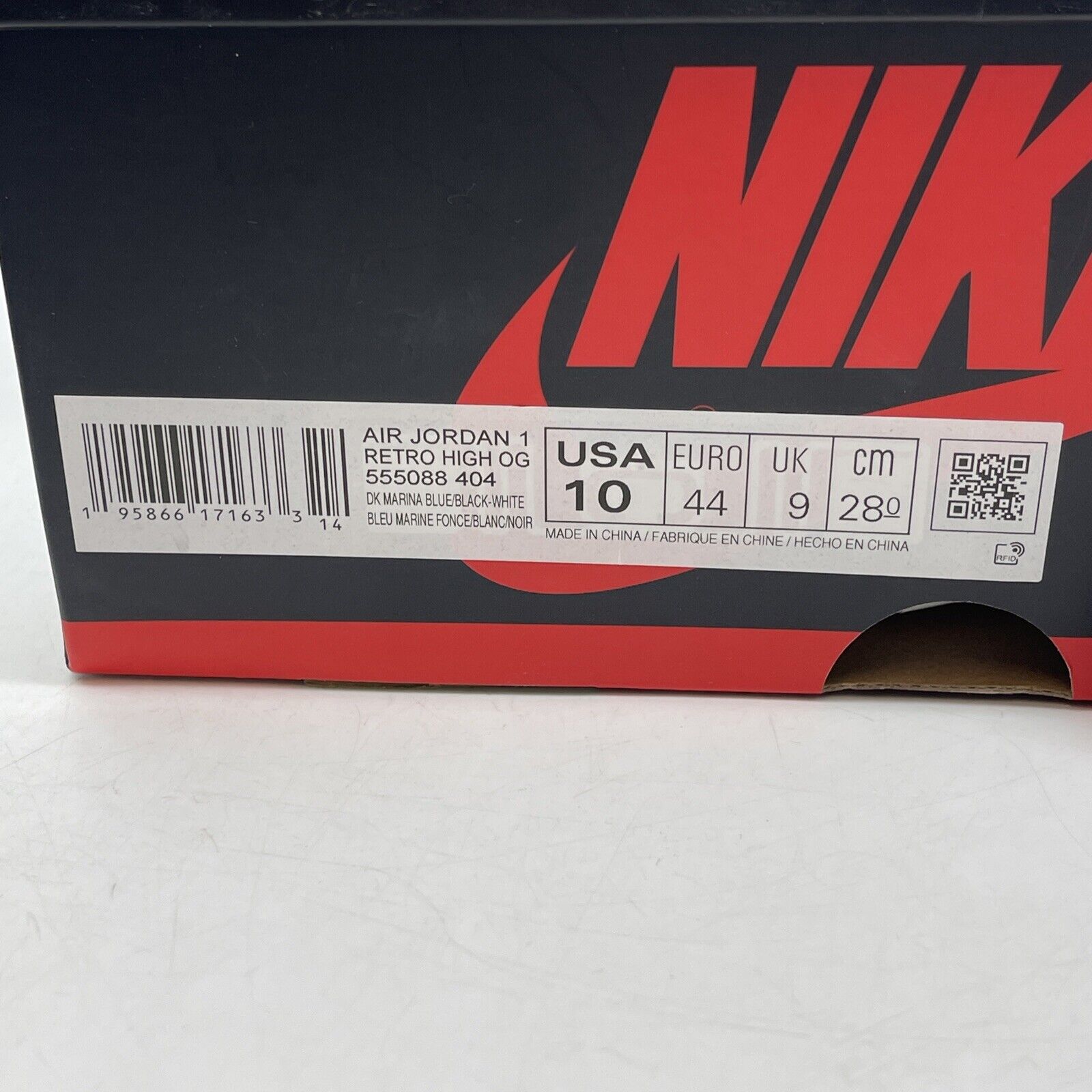 Size 10 - Jordan 1 Retro OG High Dark Marina Blue Leather (555088-404)