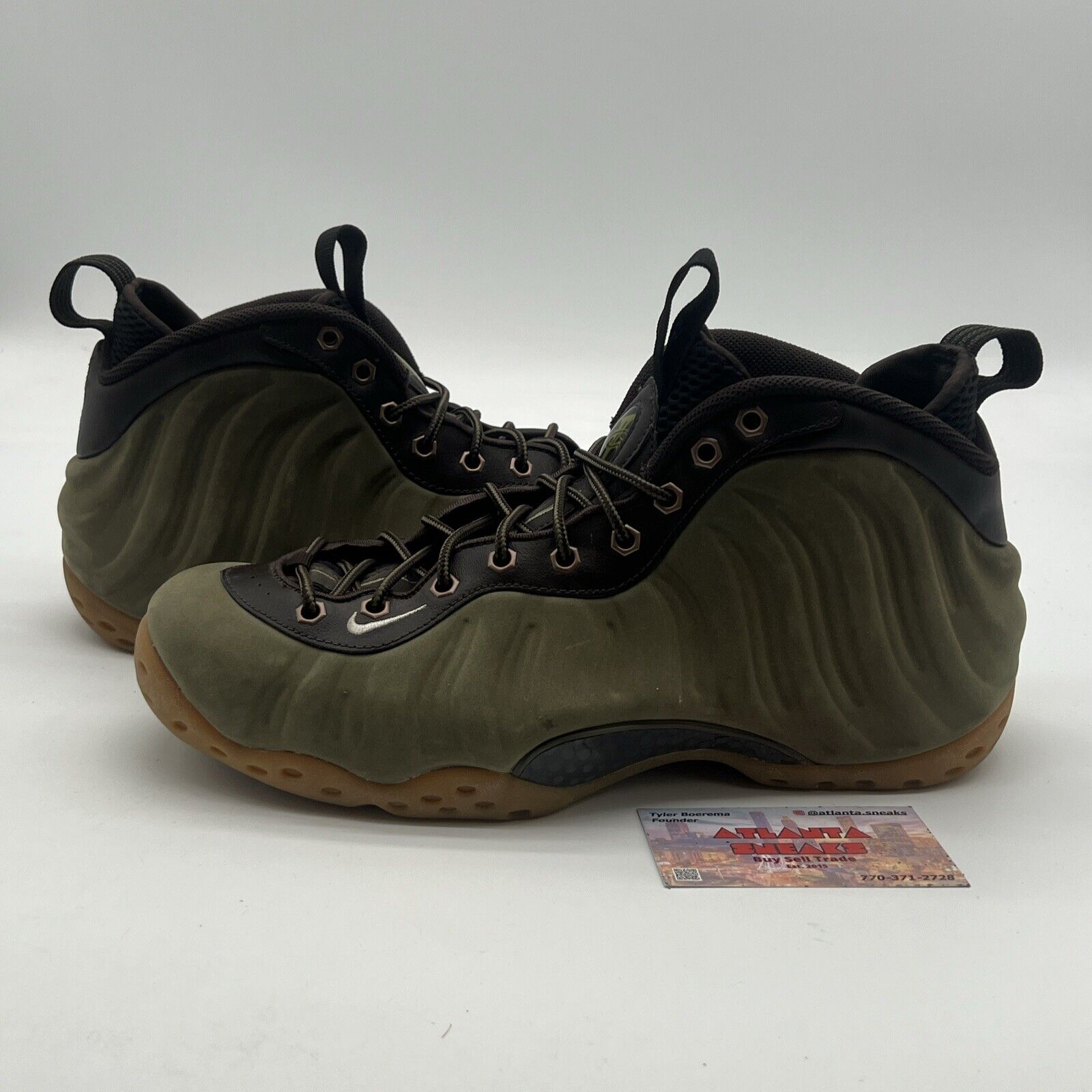 Size 9.5 - Nike Air Foamposite One PRM Olive (575420-200)