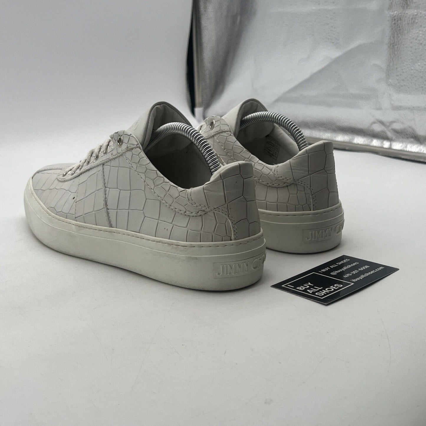Size 9 - Jimmy Choo Portman White Leather Croc Sneakers Low