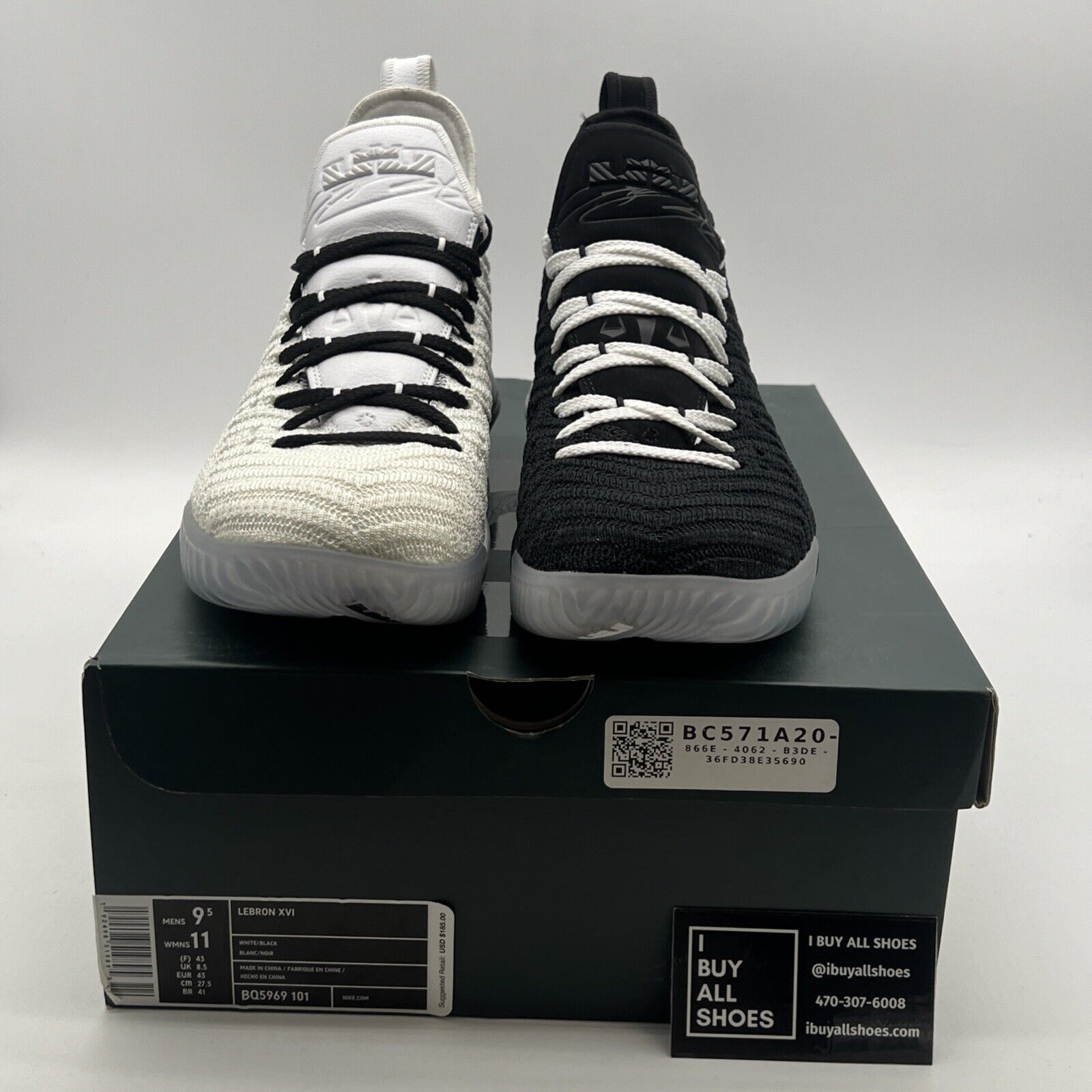 Size 9.5 - Nike LeBron 16 Equality - Black White (BQ5969-101)