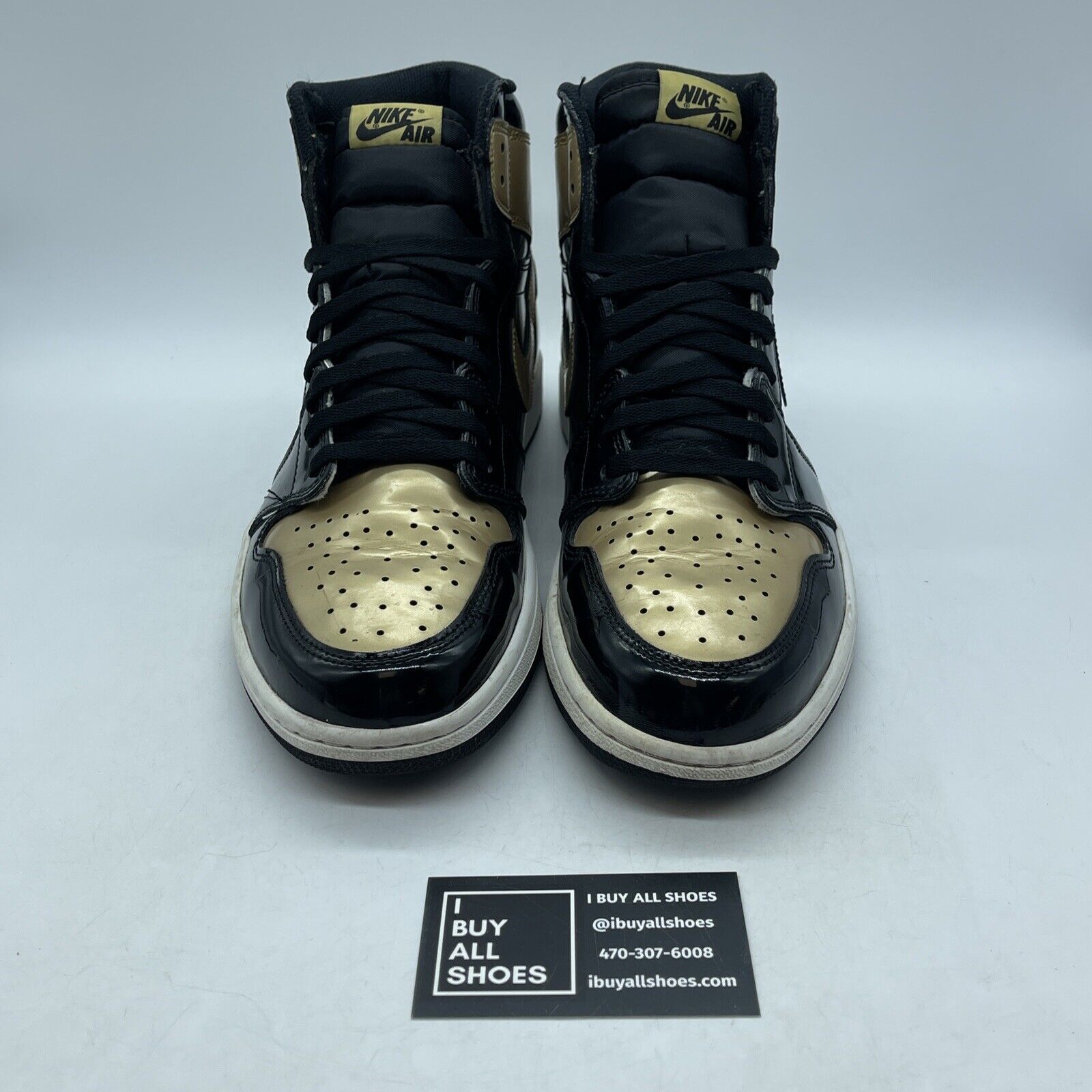 Size 12 - Air Jordan 1 Retro OG NRG High Gold Toe Black N Leather (861428-007)
