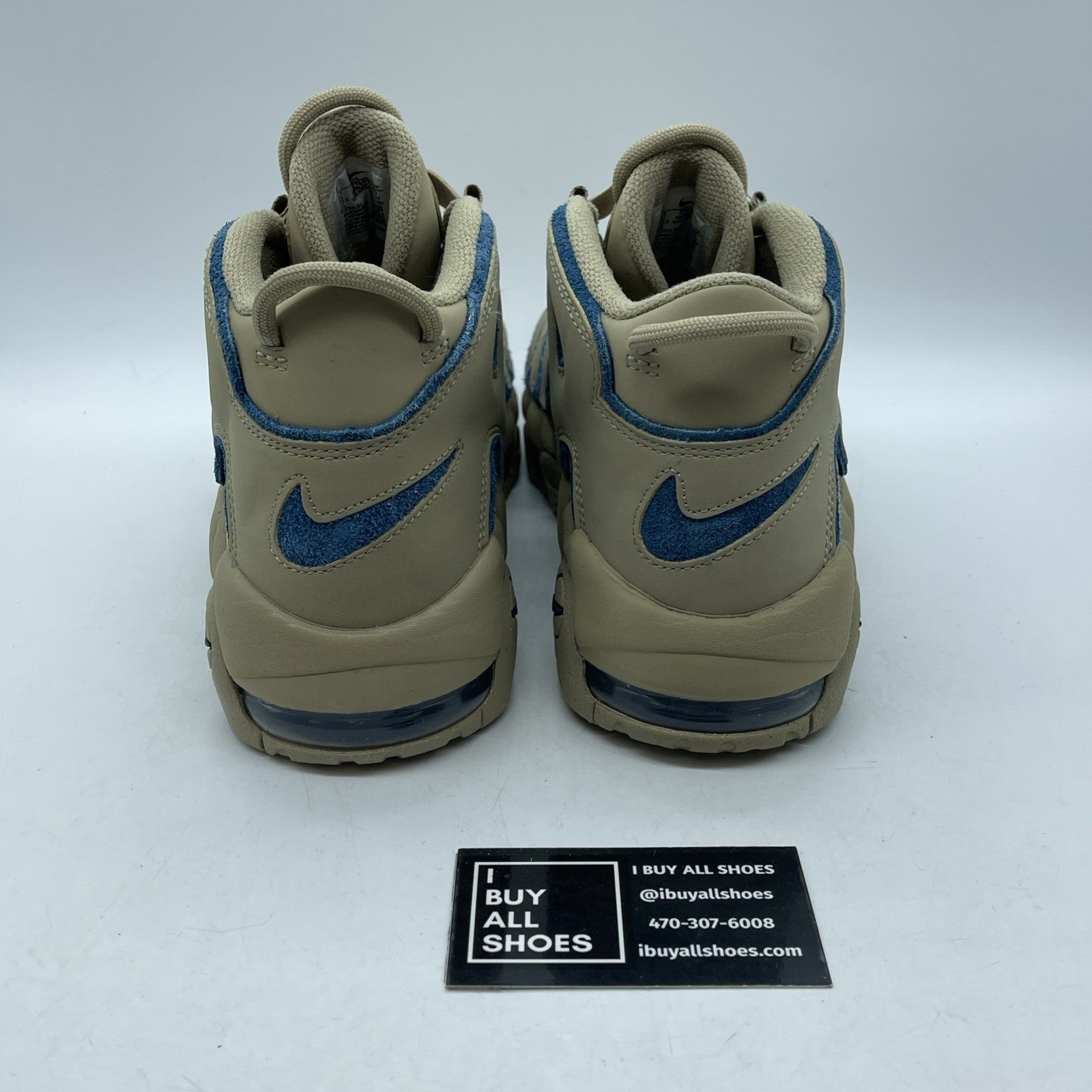 Size 9.5 - Nike Air More Uptempo Limestone Brown Blue Suede (DV6993-200)