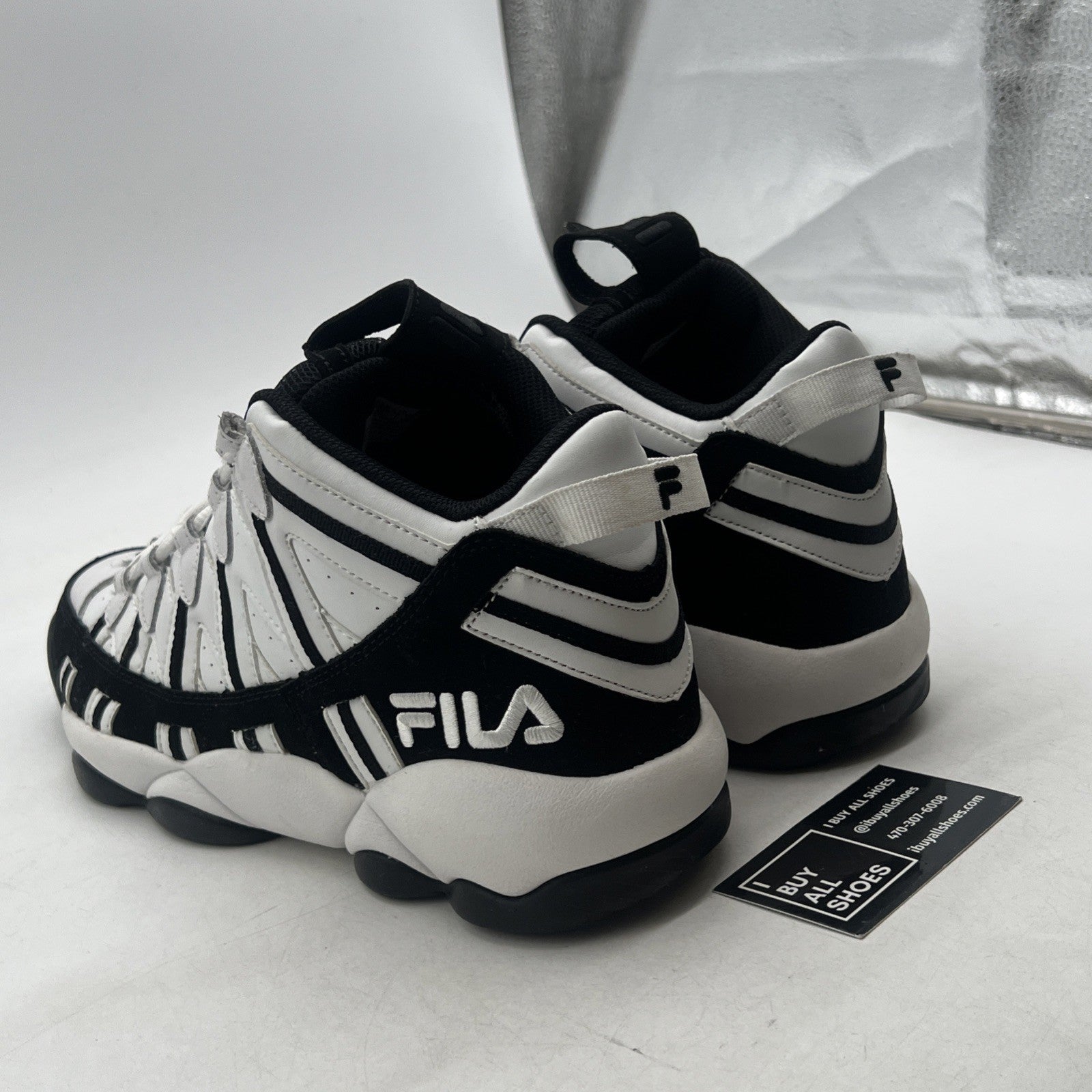 Size 11.5 - FILA SPAGHETTI WHITE BLACK BROOKLYN NETS (1VB90032-110)