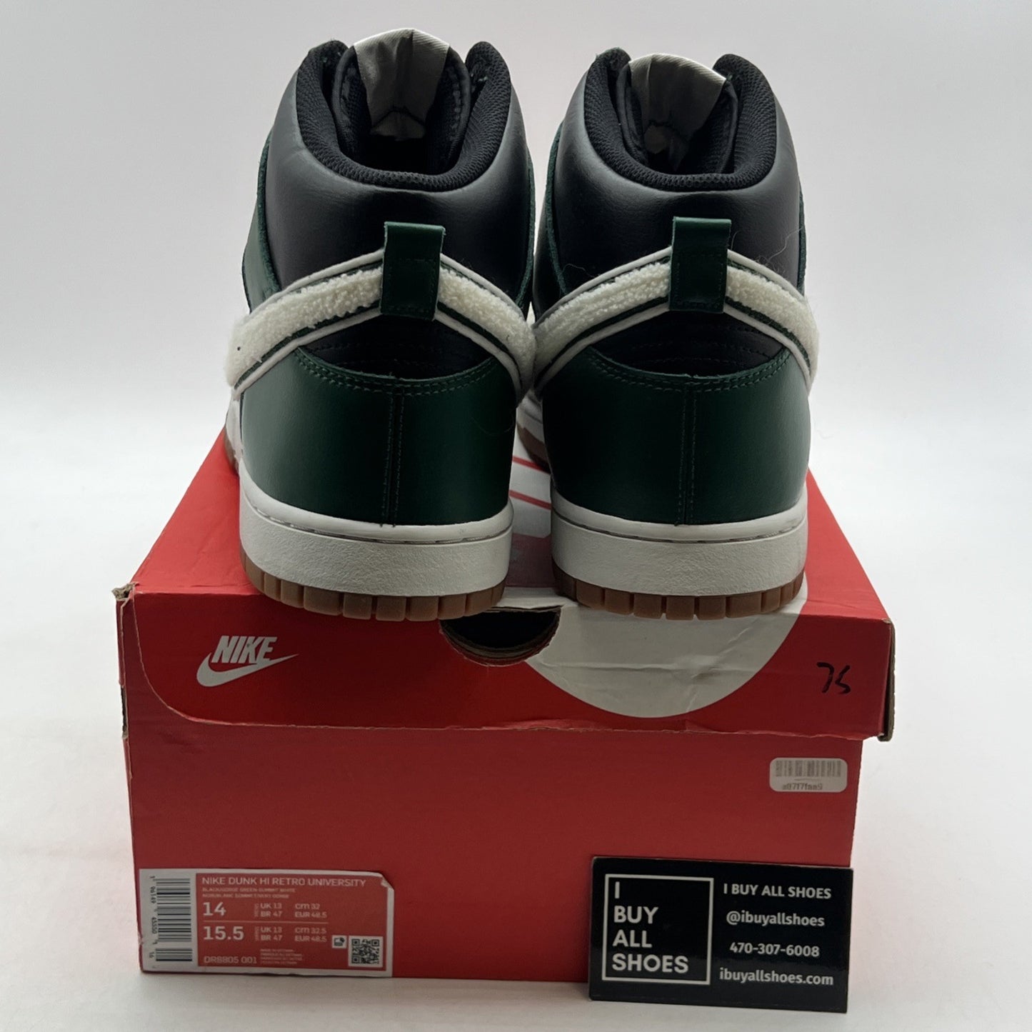 Size 14 - Nike Dunk High Chenille Swoosh - Gorge Green (DR8805-001)