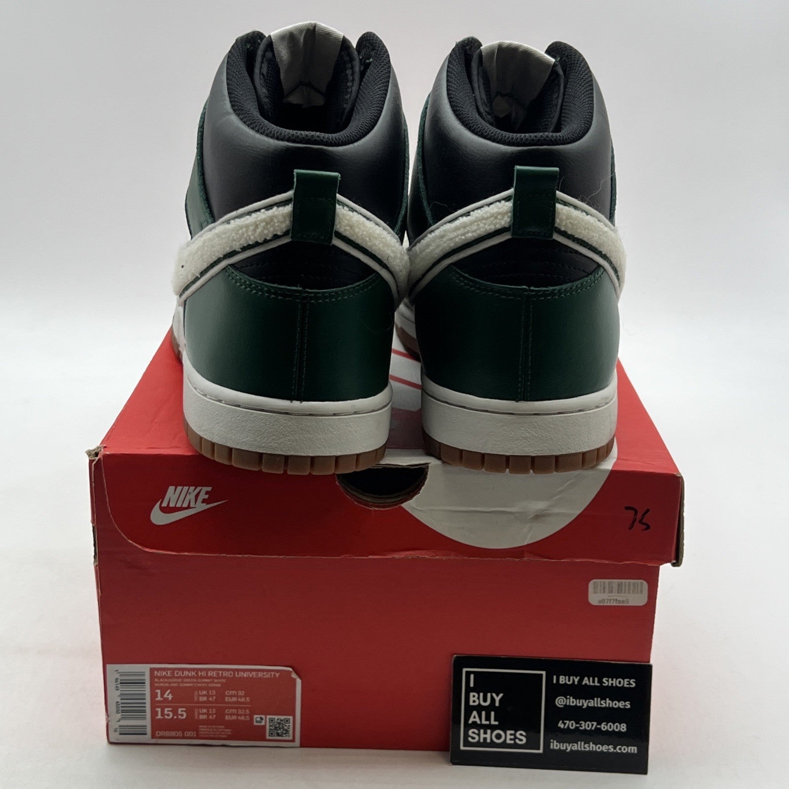 Size 14 - Nike Dunk High Chenille Swoosh - Gorge Green (DR8805-001)