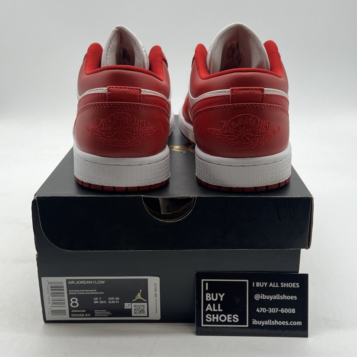 Size 8 - Air Jordan 1 Low Gym Red (553558-611)