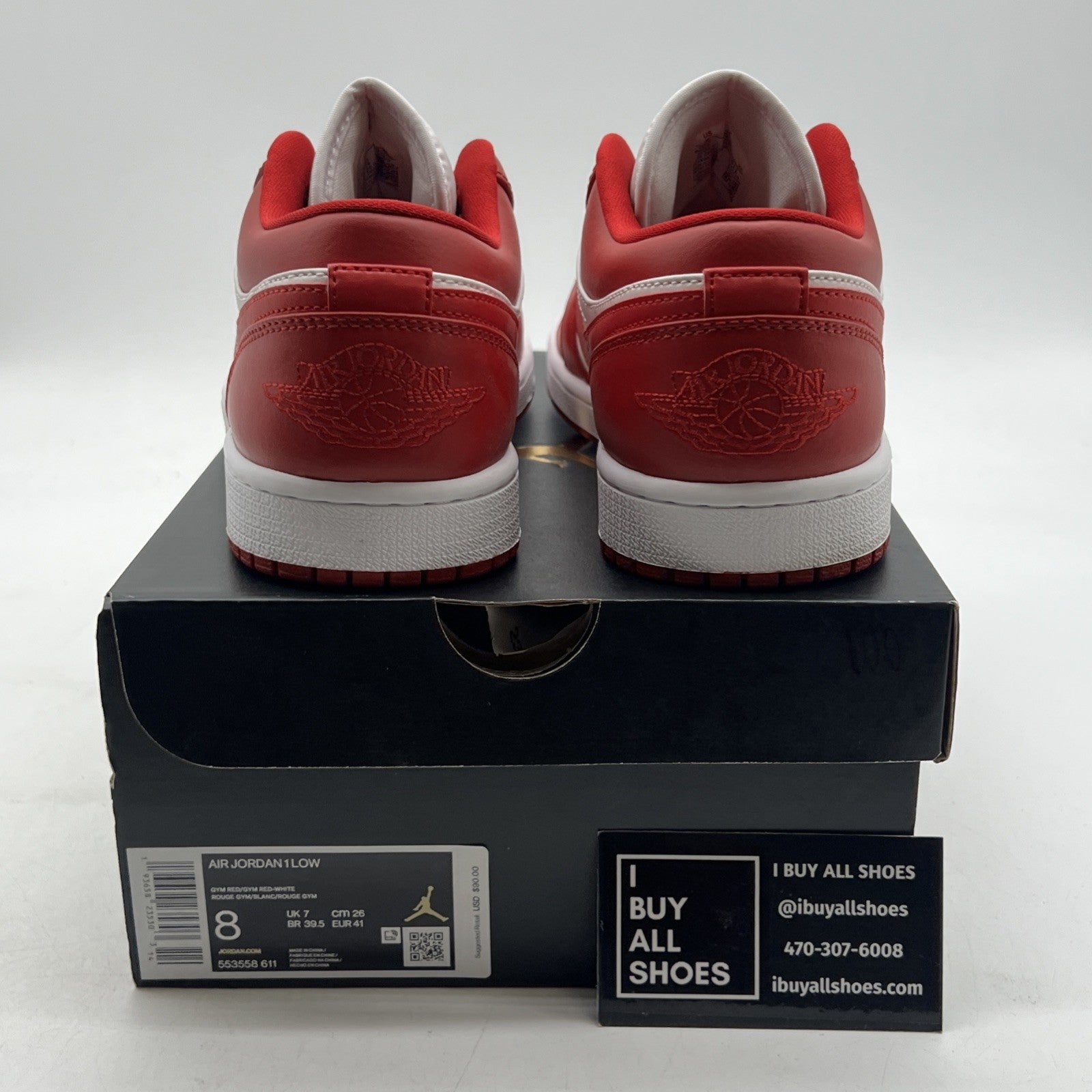 Size 8 - Air Jordan 1 Low Gym Red (553558-611)