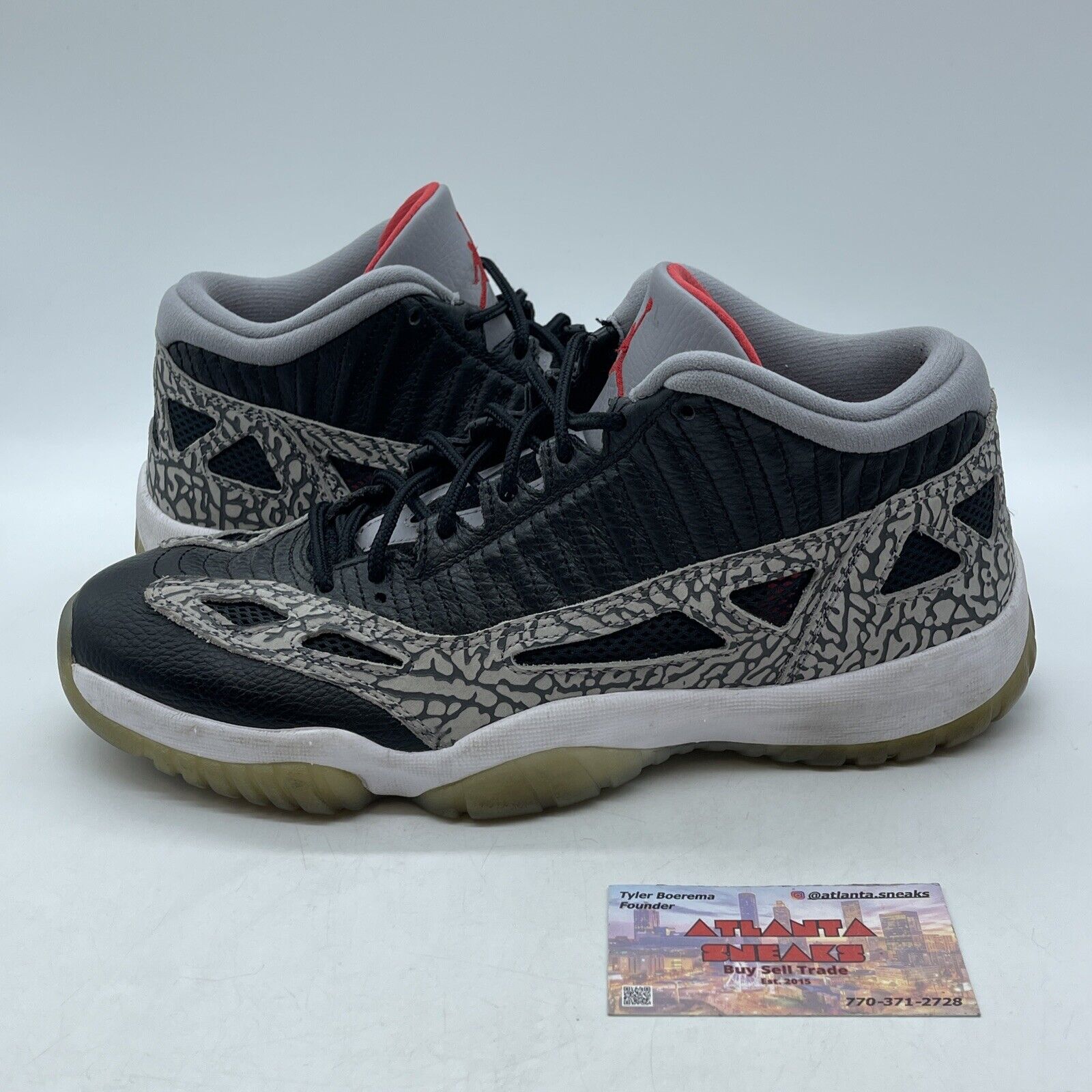 Size 10.5 - Air Jordan 11 Retro IE Low Black Cement Grey White (919712-006)