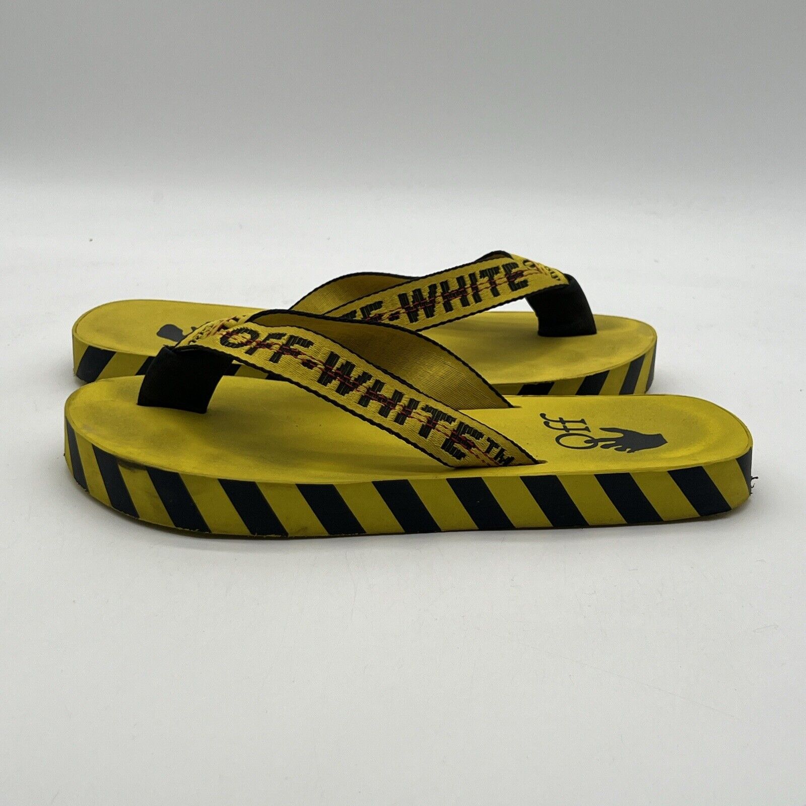 Size 12 - Off-White Men's Yellow Industrial Logo Flip Flop