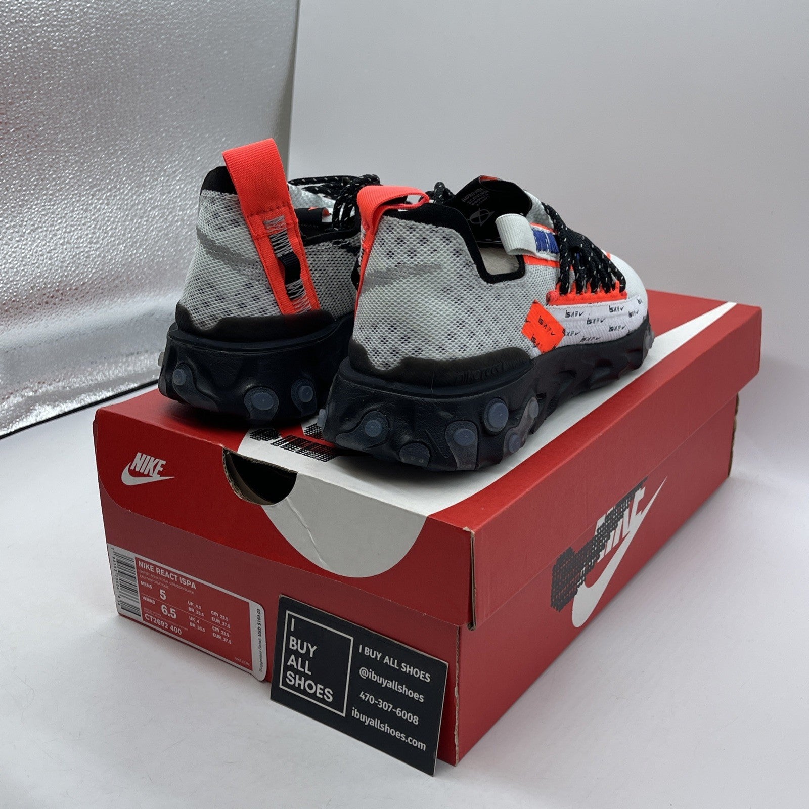 Size 5 - Nike React WR ISPA Ghost Aqua Black Grey Suede Leather (CT2692-400)