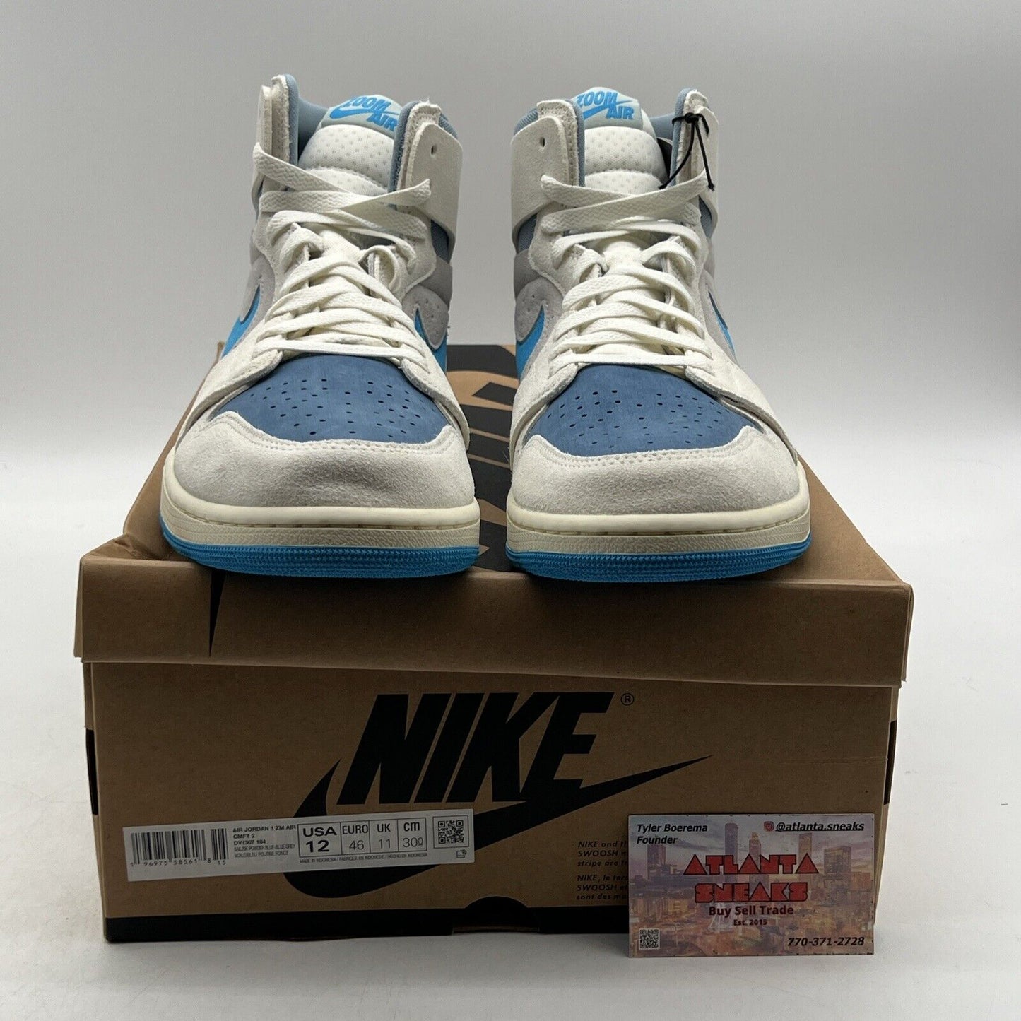 Size 12 - Jordan 1 Zoom CMFT 2 High Dark Powder Blue (DV1307-104)