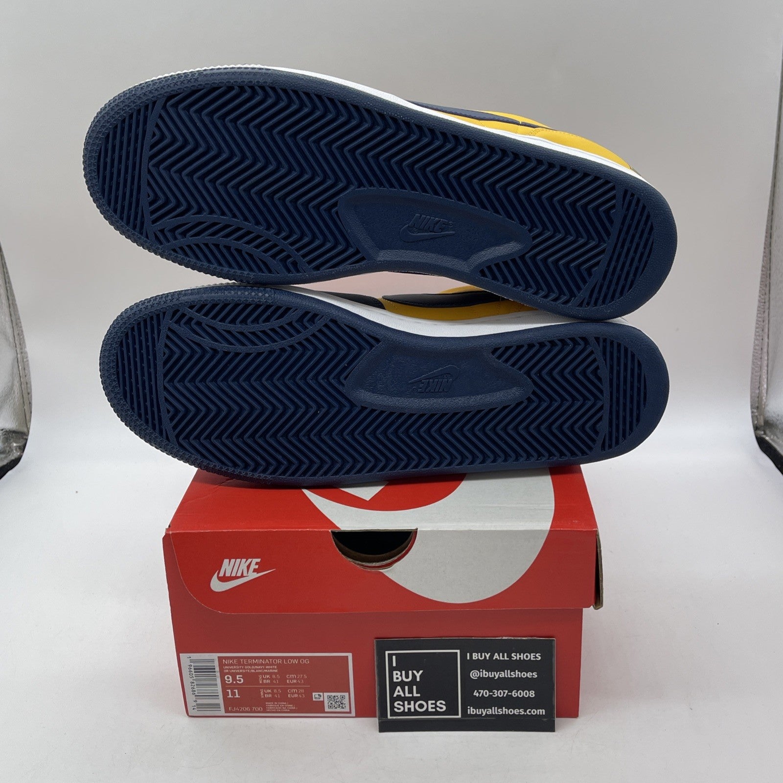 Size 9.5 - Nike Terminator Low "University Gold and Navy" (FJ4206-700)