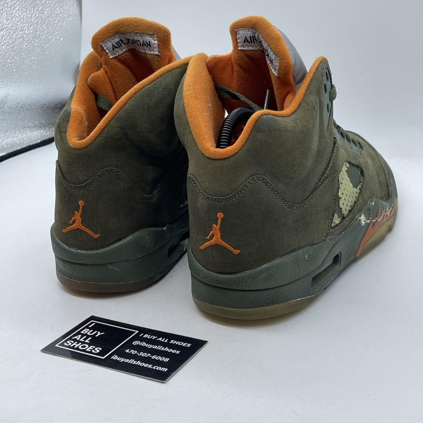 Size 8.5 - Air Jordan 5 Retro LS Olive Orange Green Suede (314259-381)