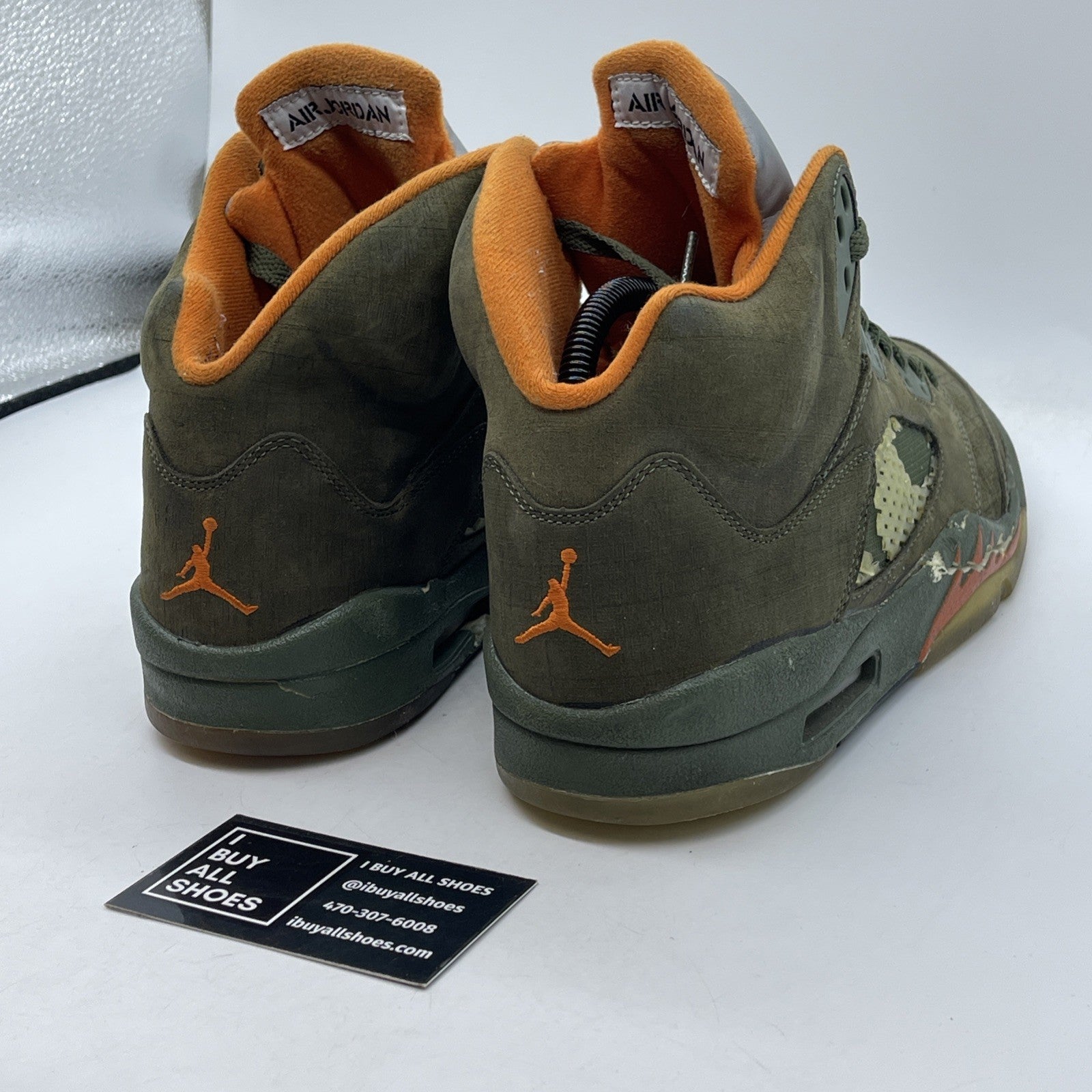 Size 8.5 - Air Jordan 5 Retro LS Olive Orange Green Suede (314259-381)