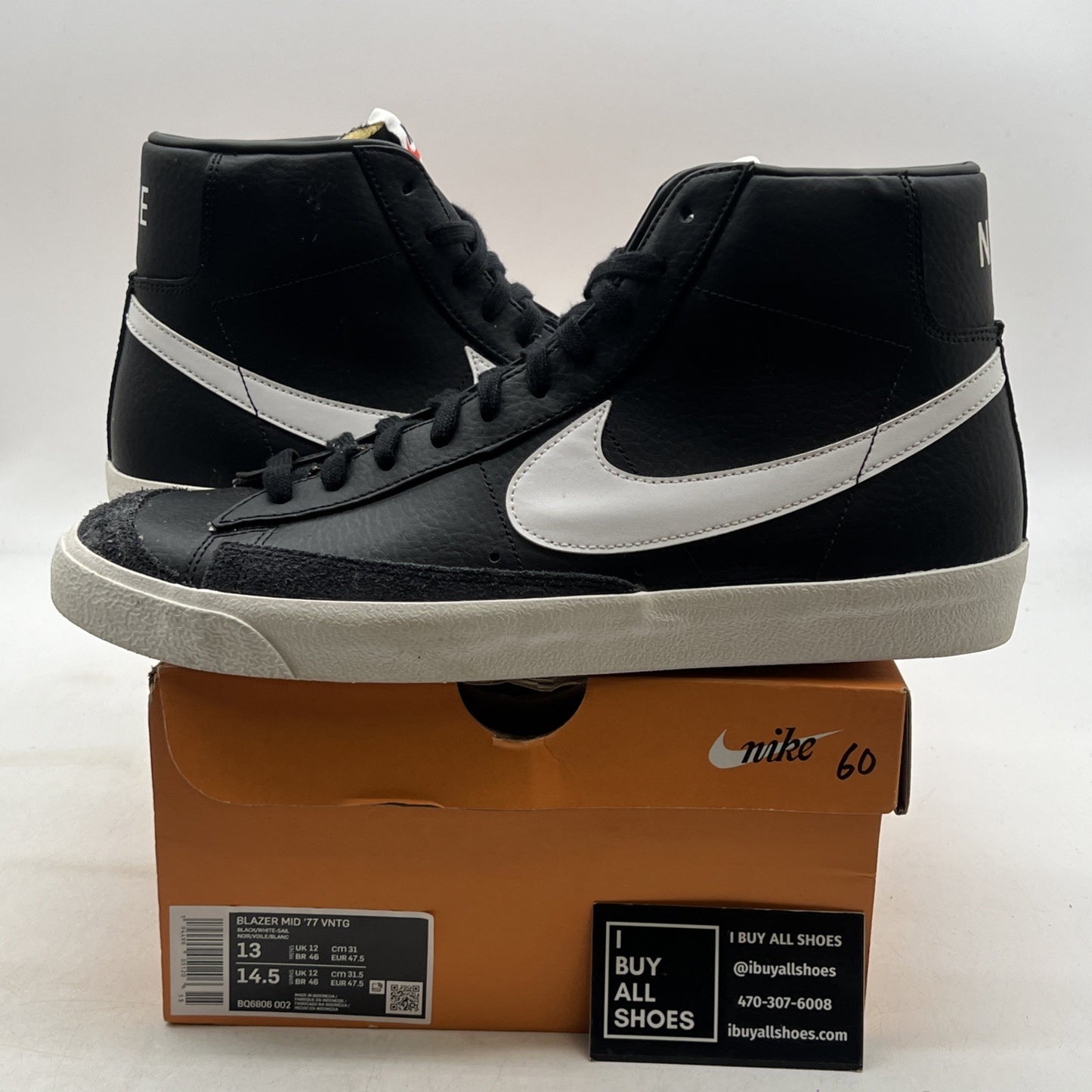 Size 13 - Nike Blazer '77 Vintage Mid Black Sail (BQ8606-002)