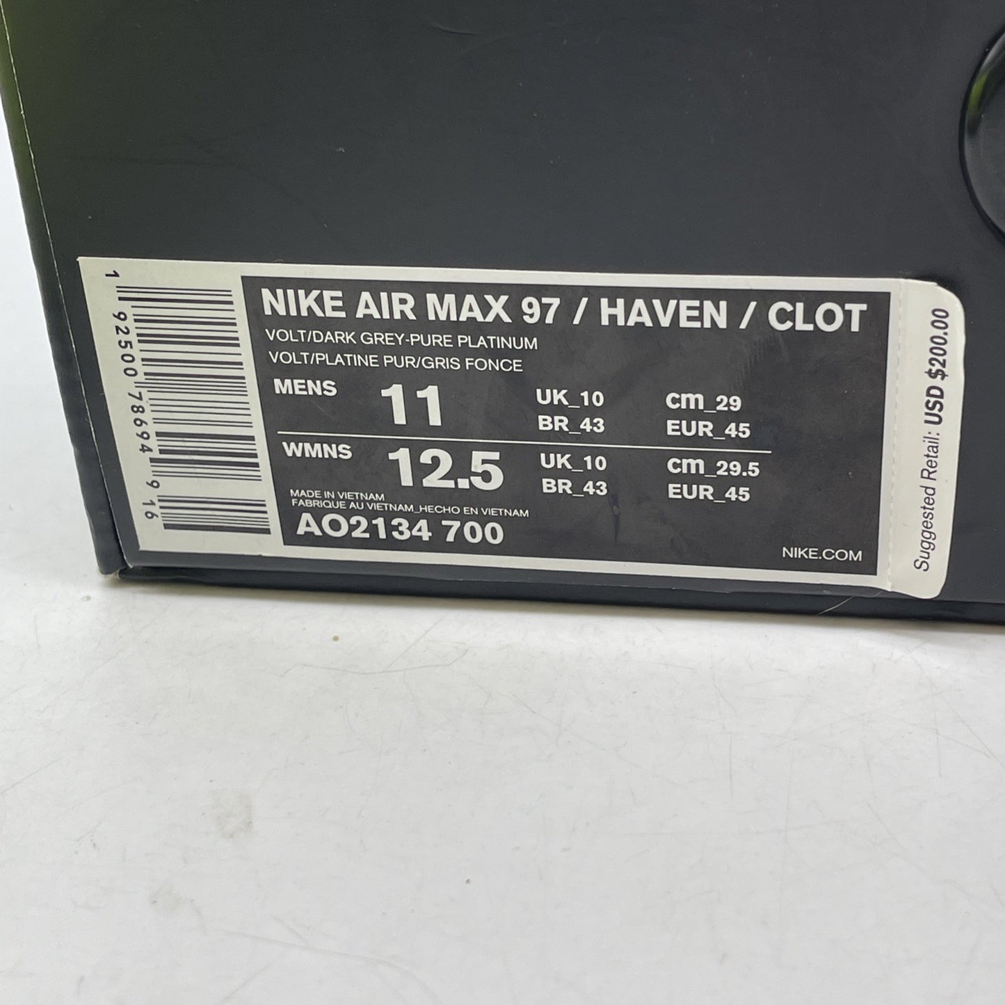 Size 11 - Nike CLOT x Air Max 97 Haven Volt (AO2134-700)