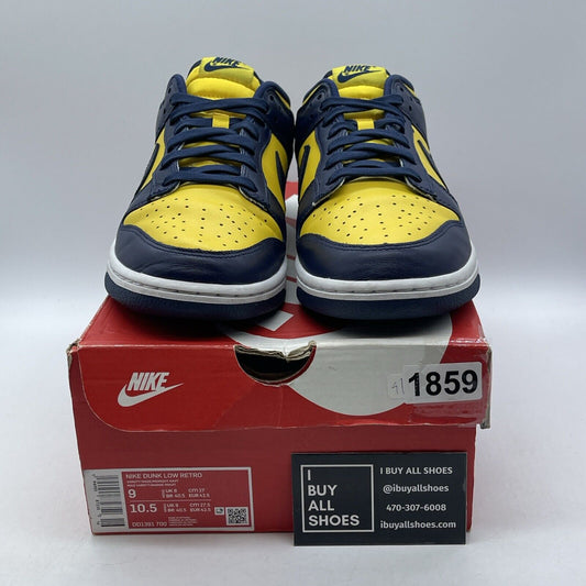 Size 9 - Nike Dunk Low Michigan Yellow Blue White Leather Suede (DD1391-700)