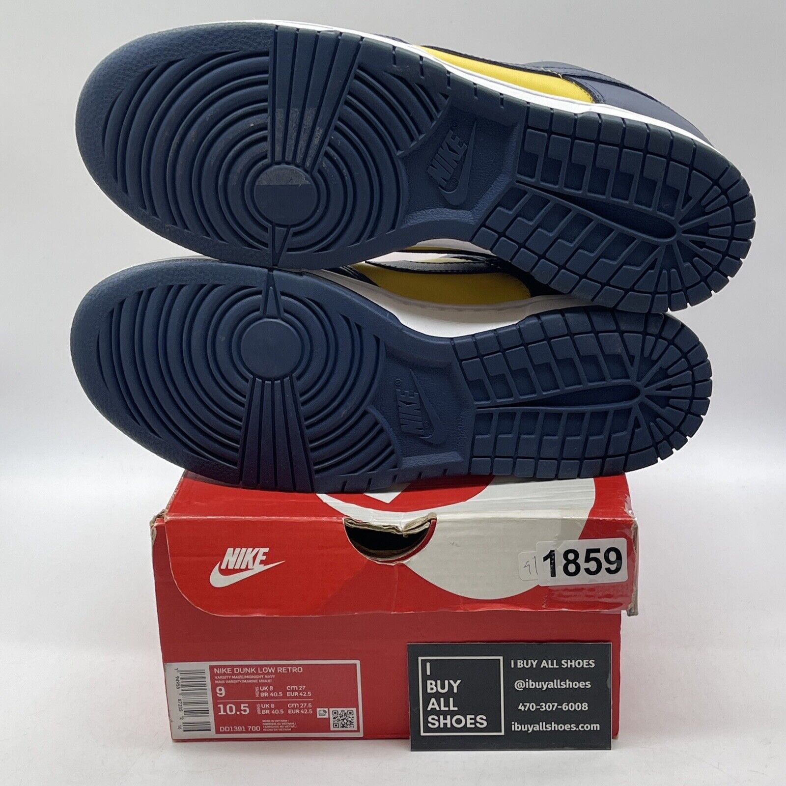 Size 9 - Nike Dunk Low Michigan Yellow Blue White Leather Suede (DD1391-700)
