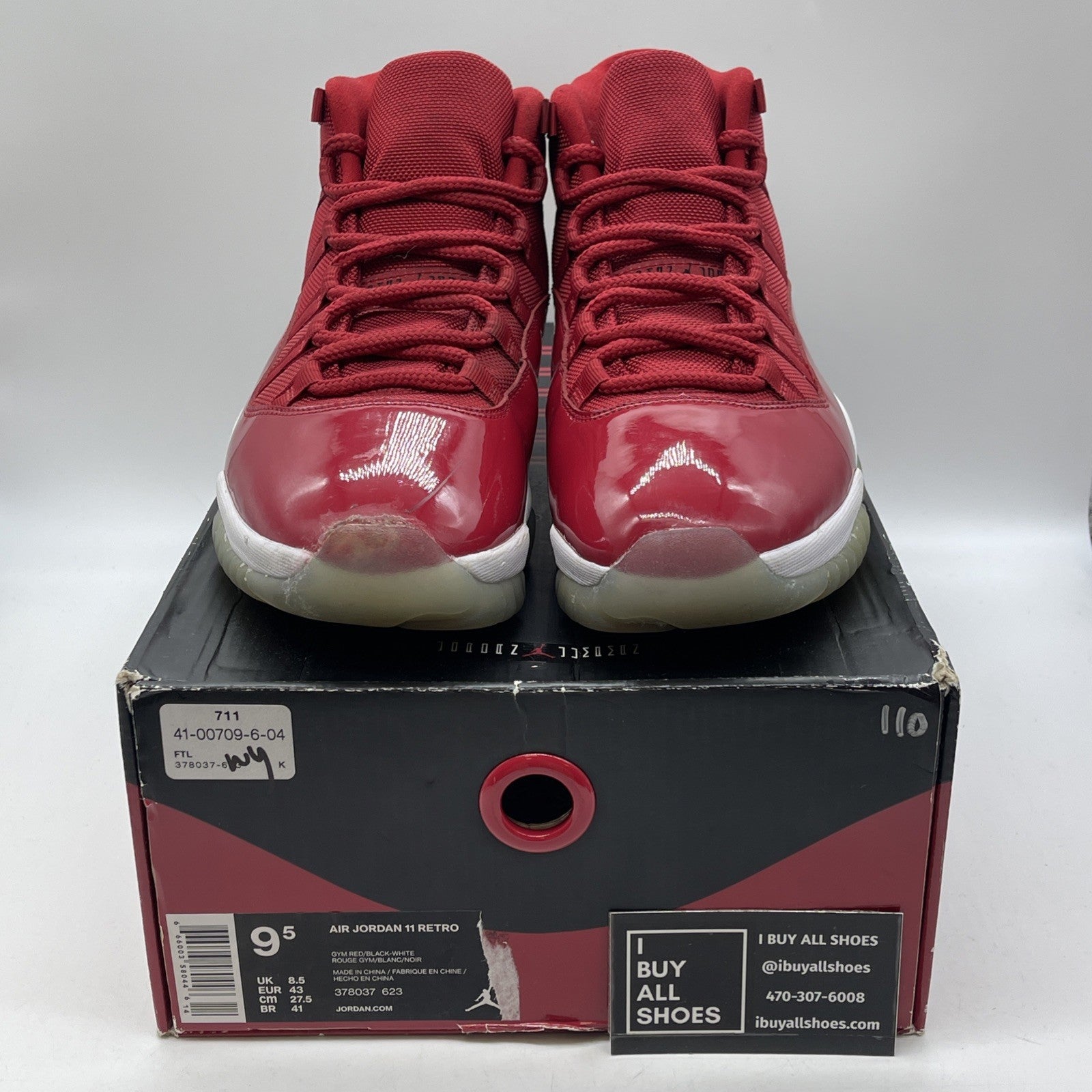 Size 9.5 - Jordan 11 Retro High Win Like '96 Red Black Leather (378037-623)
