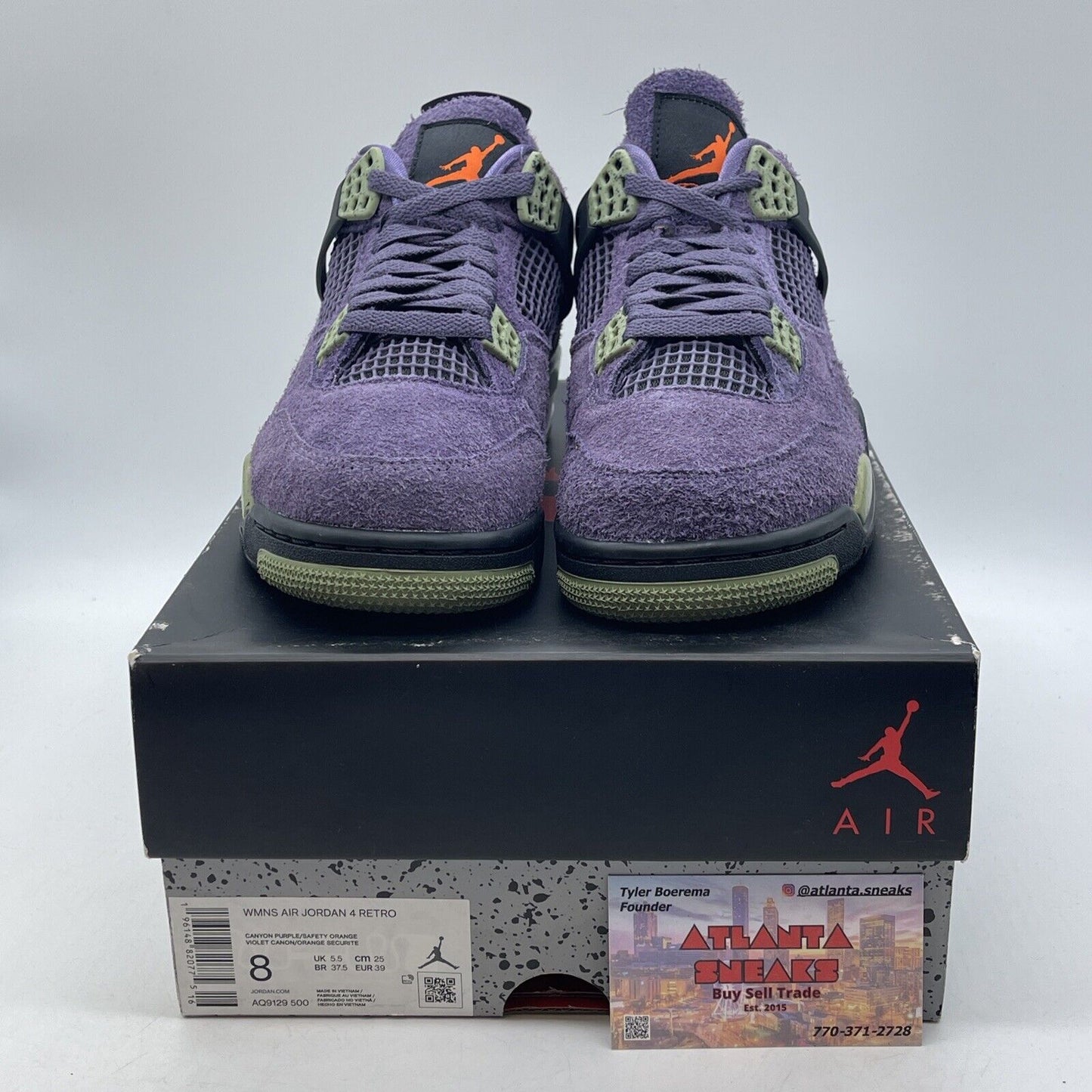 Size 8W - Jordan 4 Retro Mid Canyon Purple Green Black White Suede (AQ9129-500)