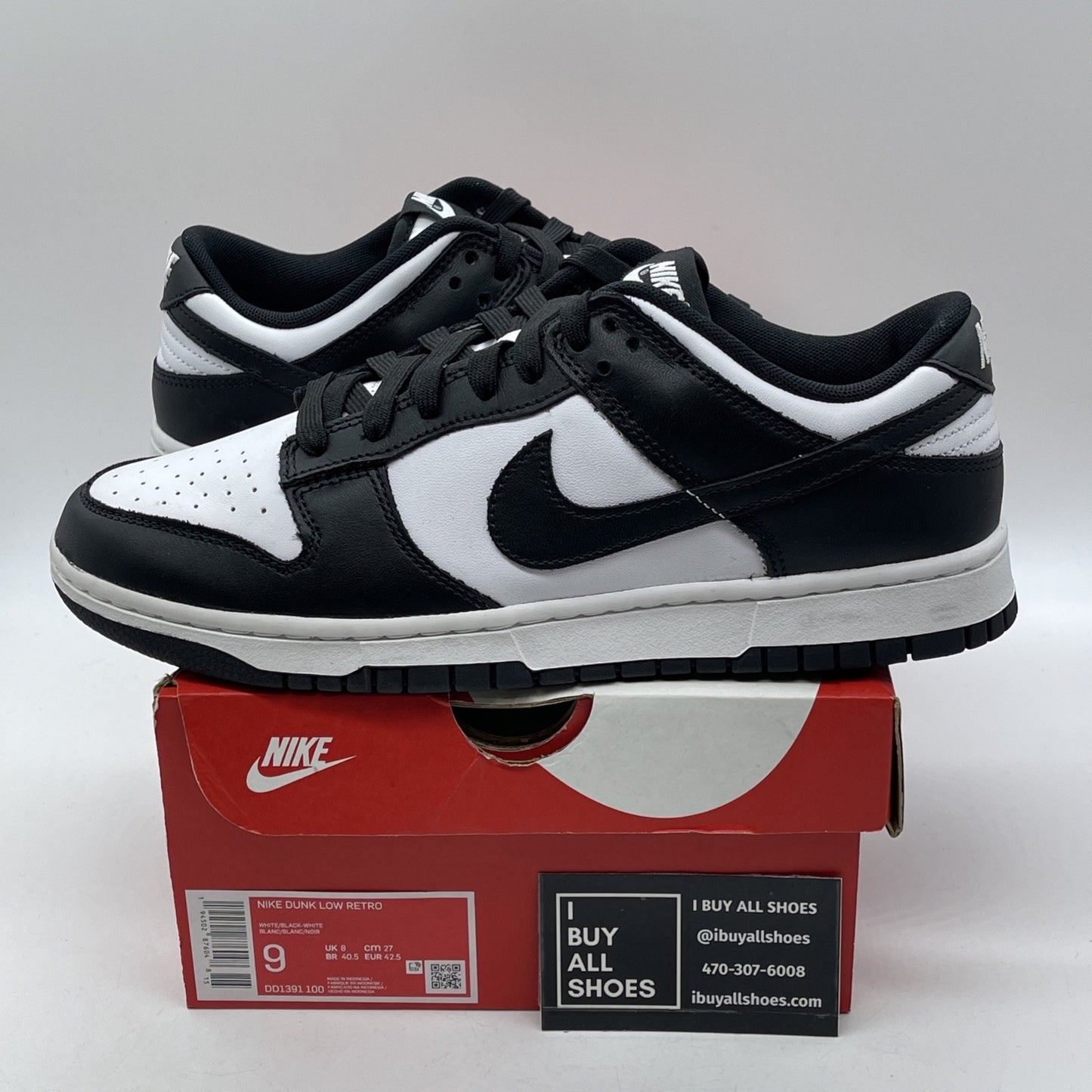 Size 9 - Nike Dunk Low Black White Leather (DD1391-100)