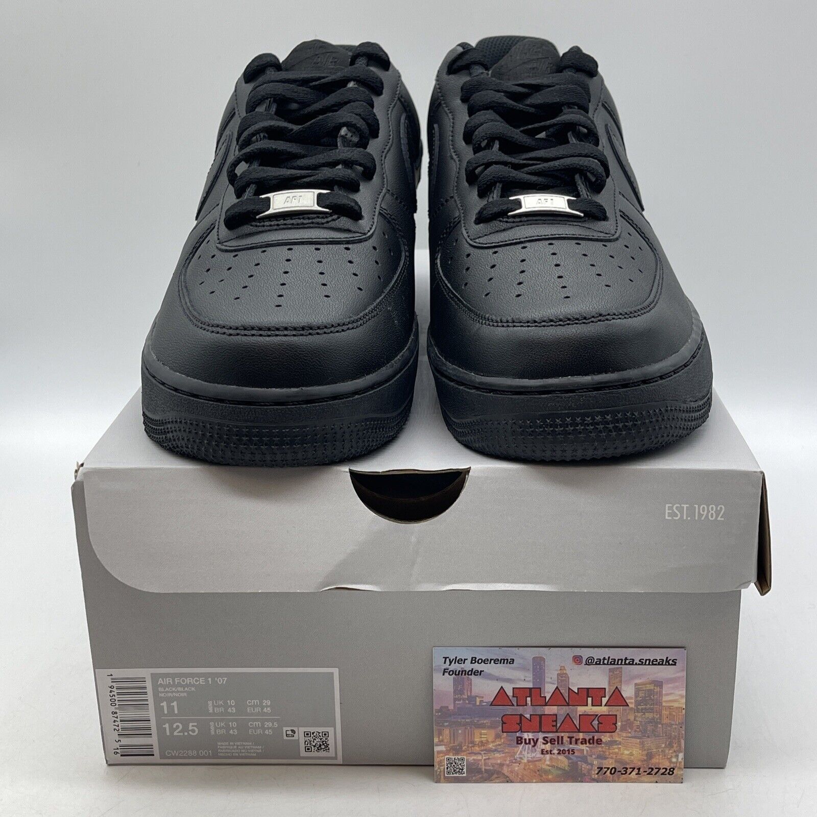 Size 11 - Nike Air Force 1 '07 Low Triple Black Leather (CW2288-001)
