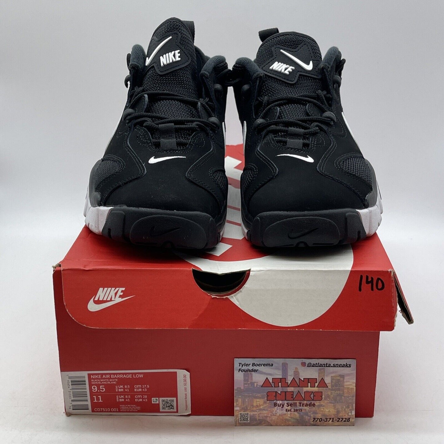 Size 9.5 - Nike Air Barrage Low Black White Suede (CD7510-001)