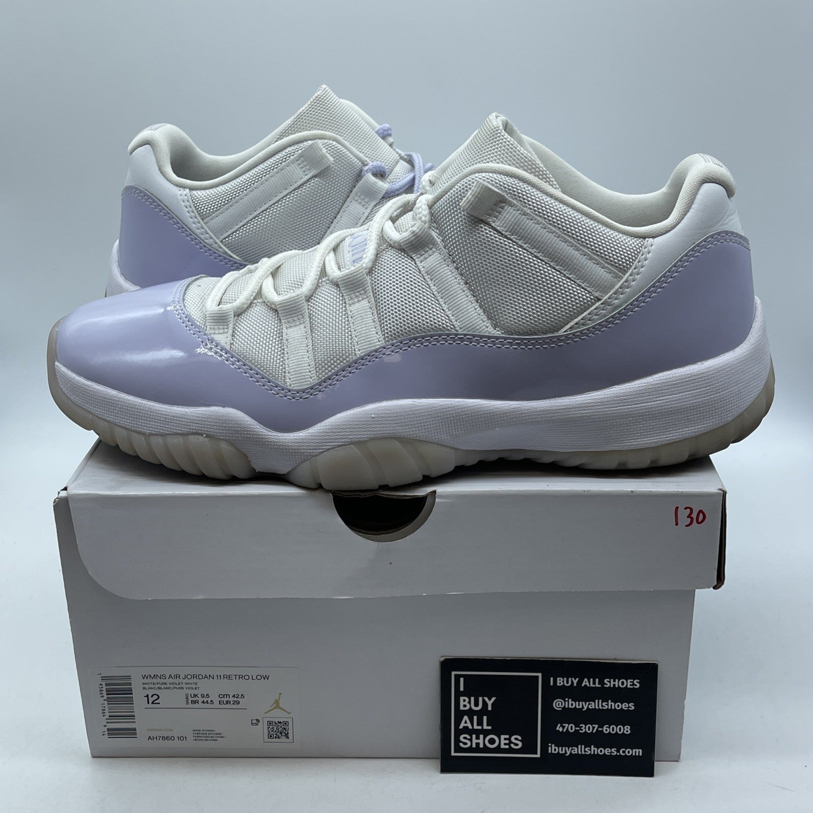 Size 12W- Air Jordan 11 Retro Low Pure Violet Purple White Leather (AH7860-101)