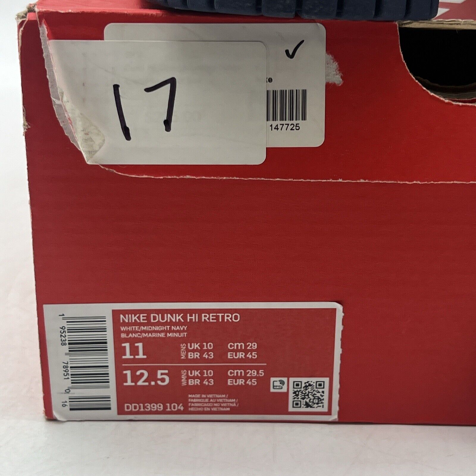 Size 11 - Nike Dunk High Midnight Navy White Navy (DD1399-104)
