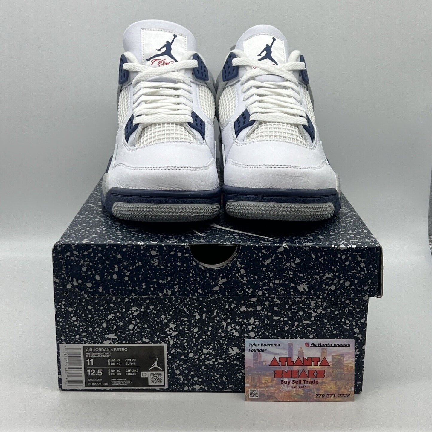 Size 11 - Jordan 4 Retro Mid Midnight Navy Brand New Og All White