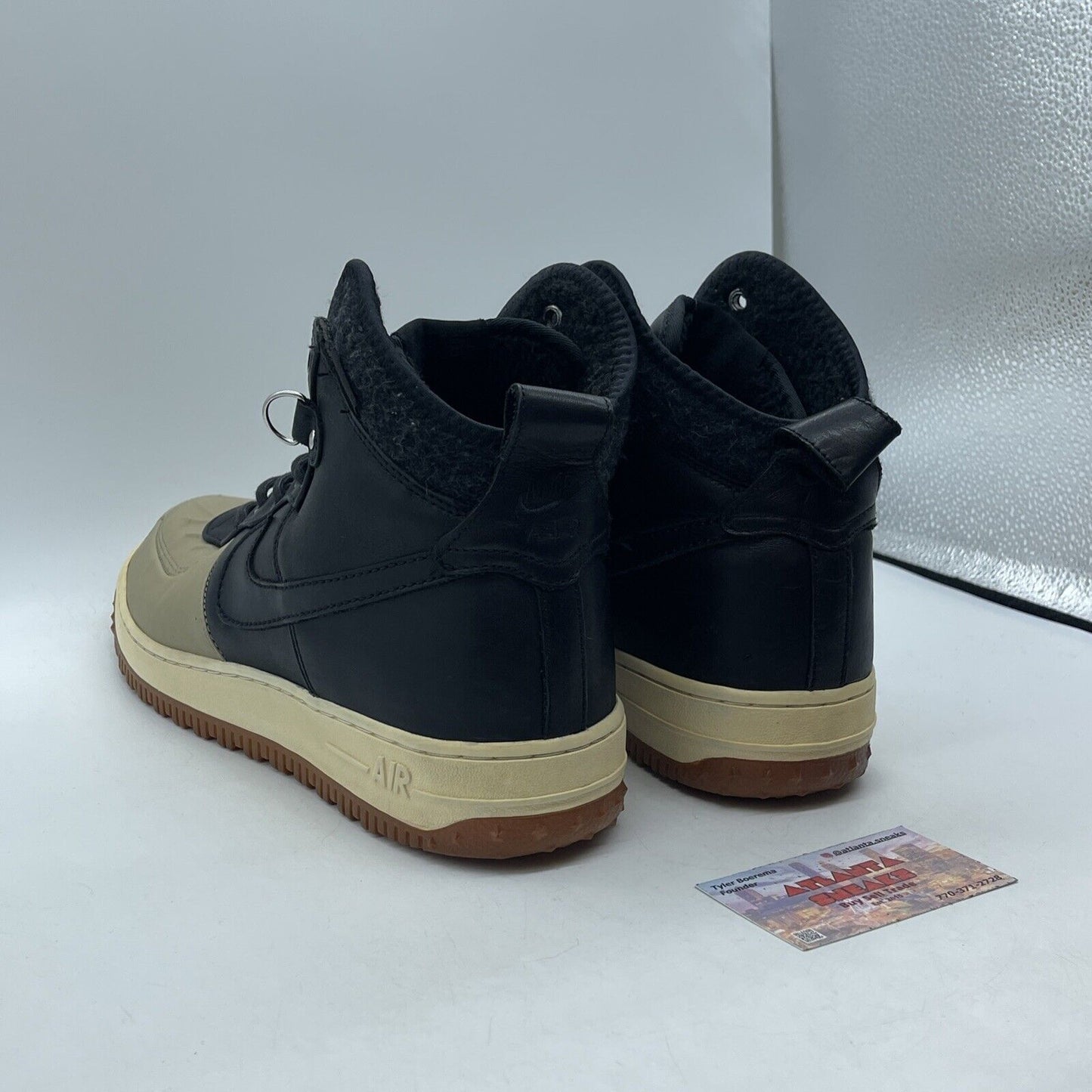 Size 12 - Nike Air Force 1 Black Leather Brown Suede (444745-003)