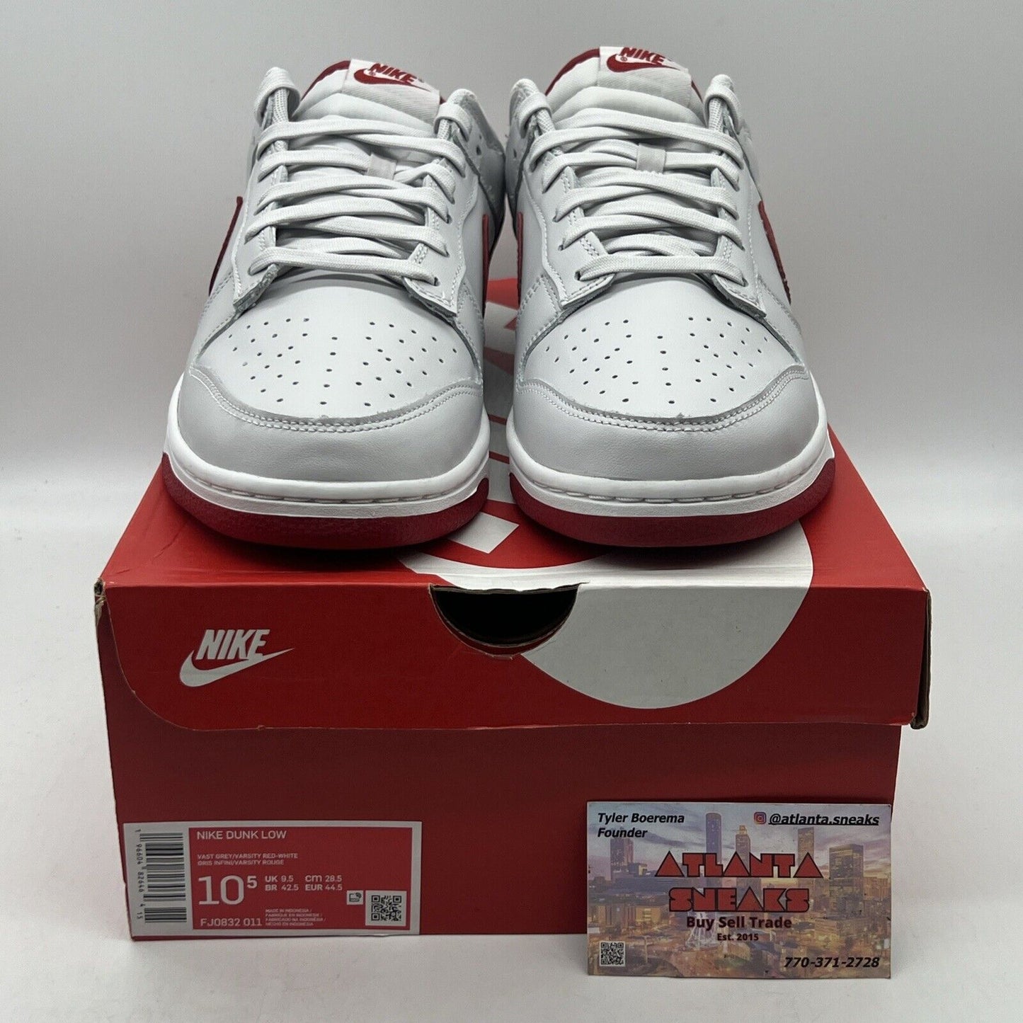 Size 10.5 - Nike Dunk Low Vast Grey Varsity Red Brand New Og All