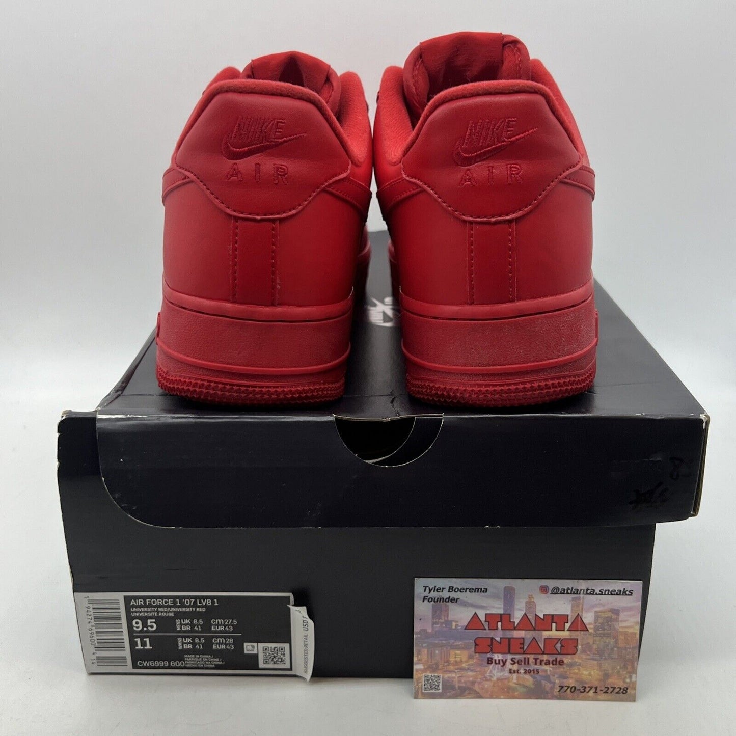 Size 9.5 - Nike Air Force 1 Low Triple Red Leather (CW6999-600)