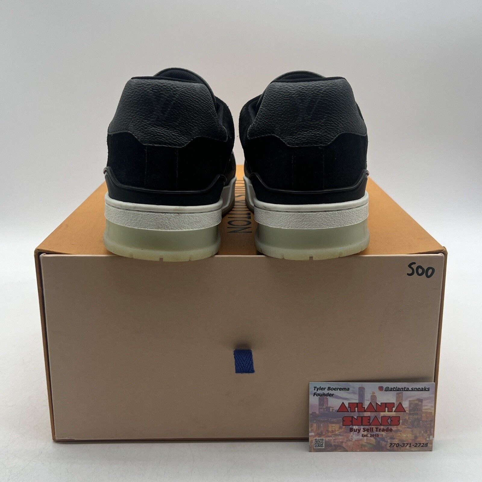 Size 9- Louis Vuitton Trainer Low Black Monogram Suede (1A8PUA)