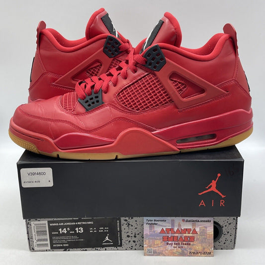 Size 10.5W - Air Jordan 4 Retro NRG Singles Day Black Red Leather (AV3914-600)