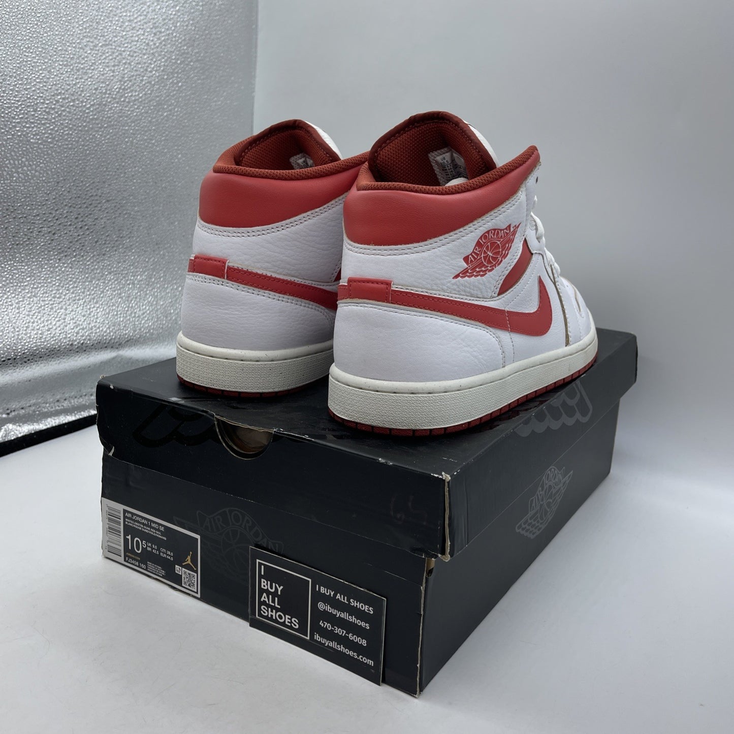 Size 10.5 - Air Jordan 1 Mid SE White Dune Red Leather (FJ3458-160)