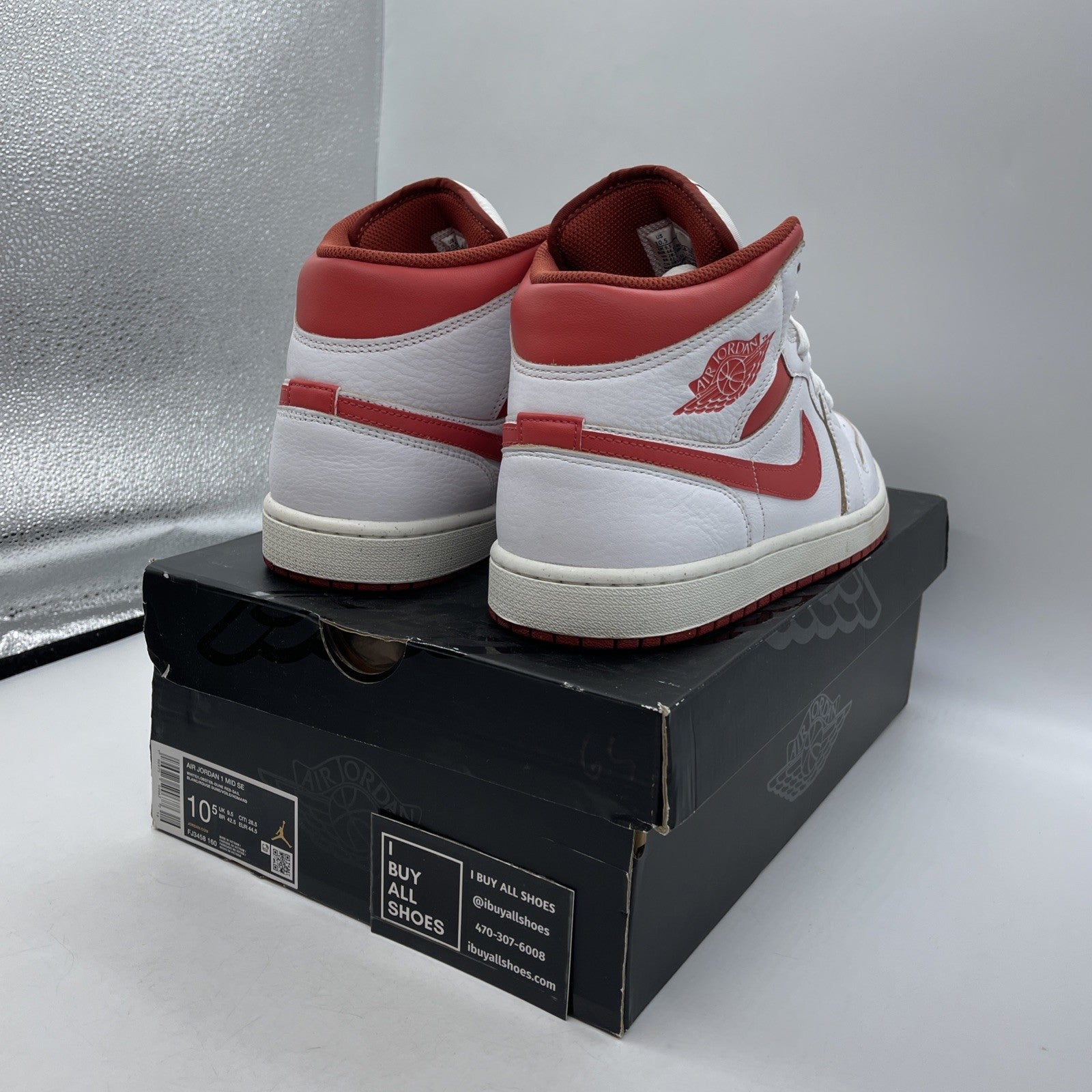 Size 10.5 - Air Jordan 1 Mid SE White Dune Red Leather (FJ3458-160)