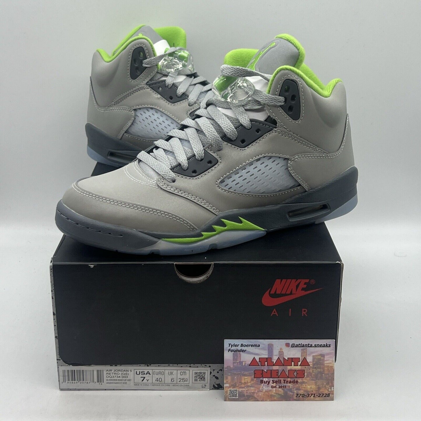 Nike Air Jordan 5 Retro GS Silver Green Bean  DQ3734-003 Size 7Y Brand New